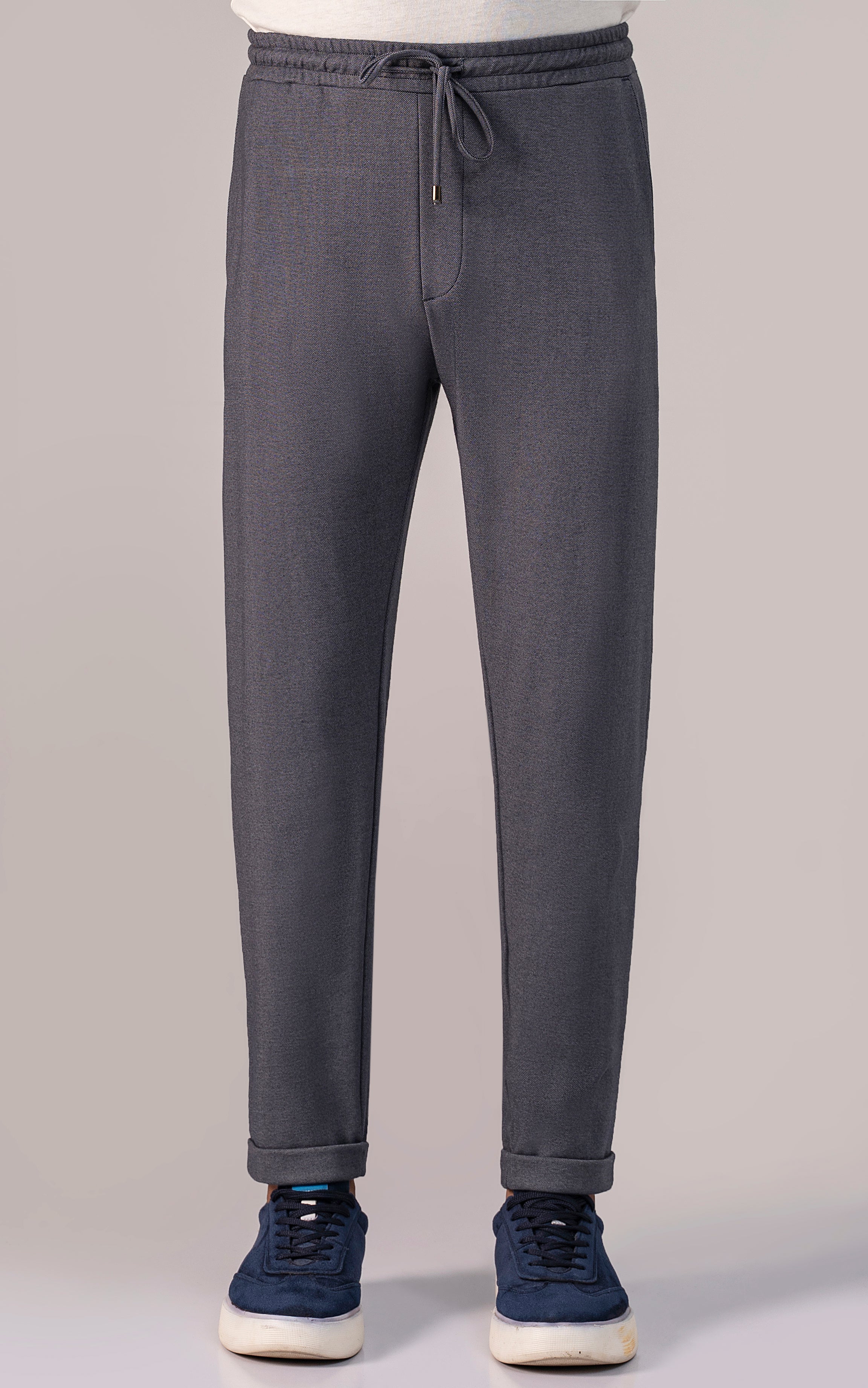 PIQUE INTERLOCK TROUSER NAVY MELANGE - Image 2