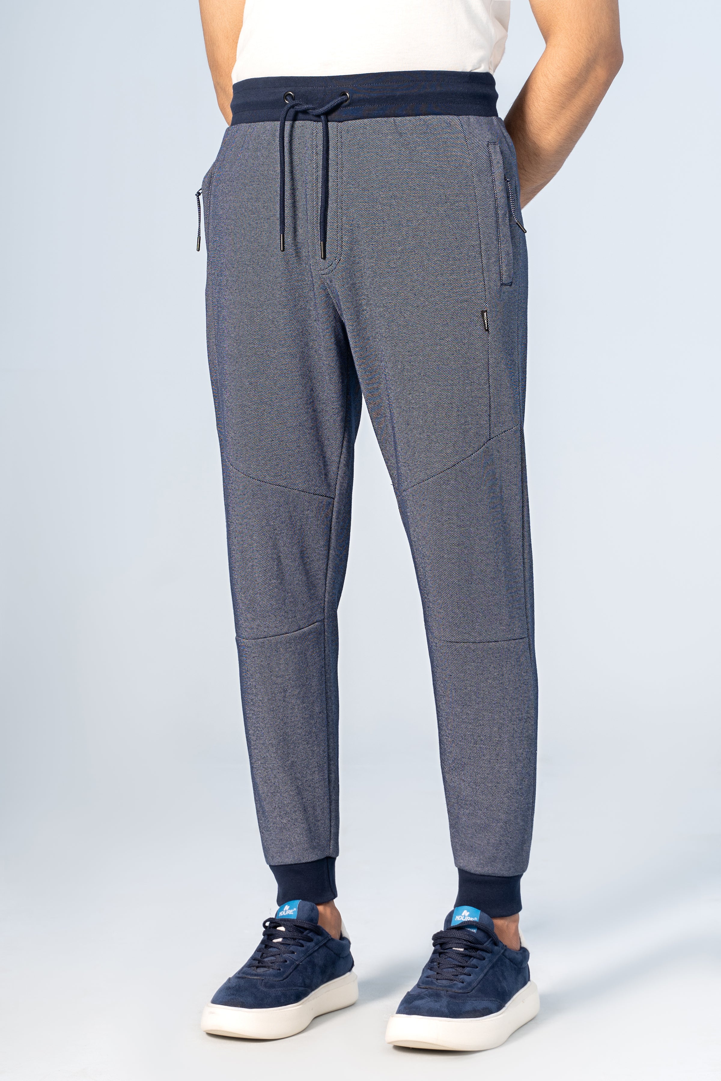 PIQUE MELANGE JOGGER TROUSER INDIGO - Image 2