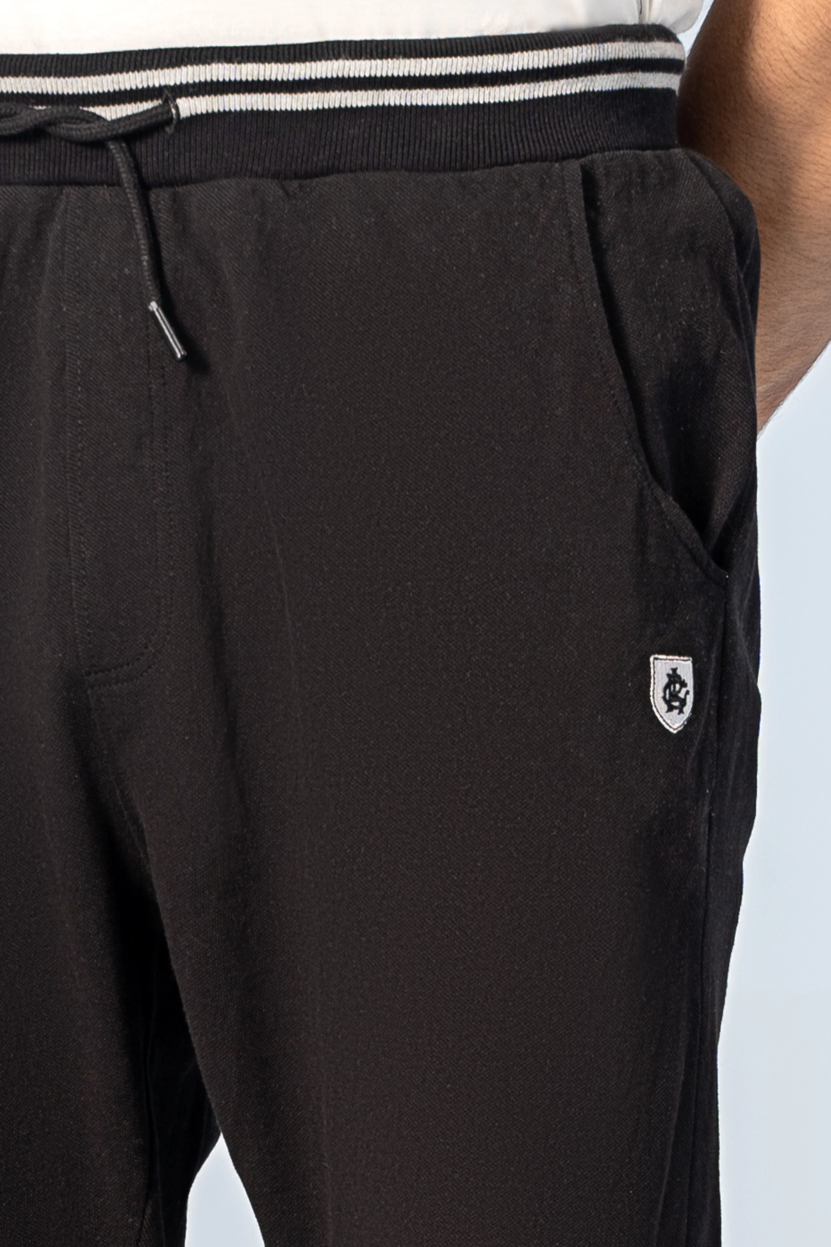 PIQUE TIPPING SHORTS BLACK - Image 3
