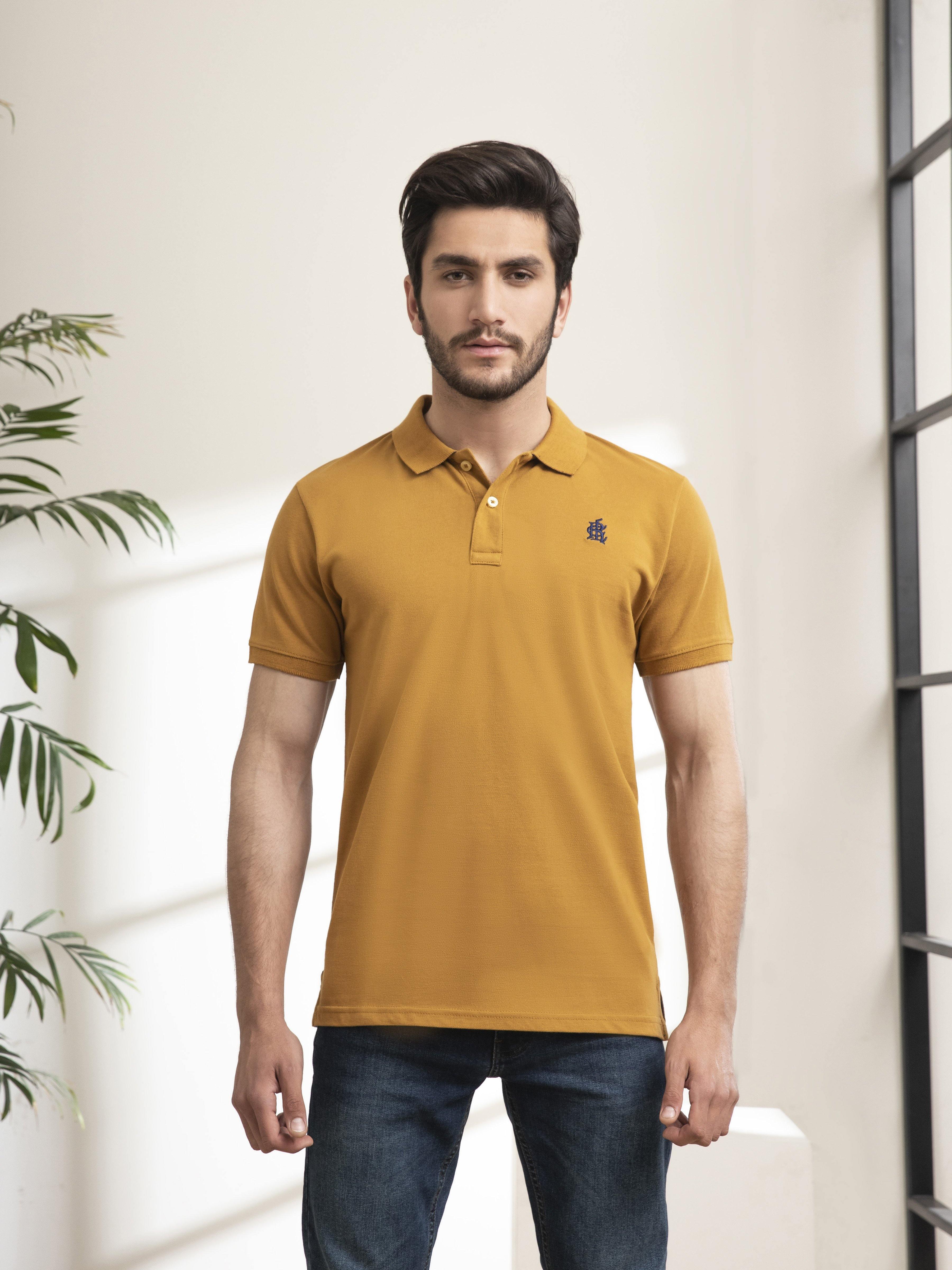 PLAIN POLO SHIRT MUSTARD - Image 2