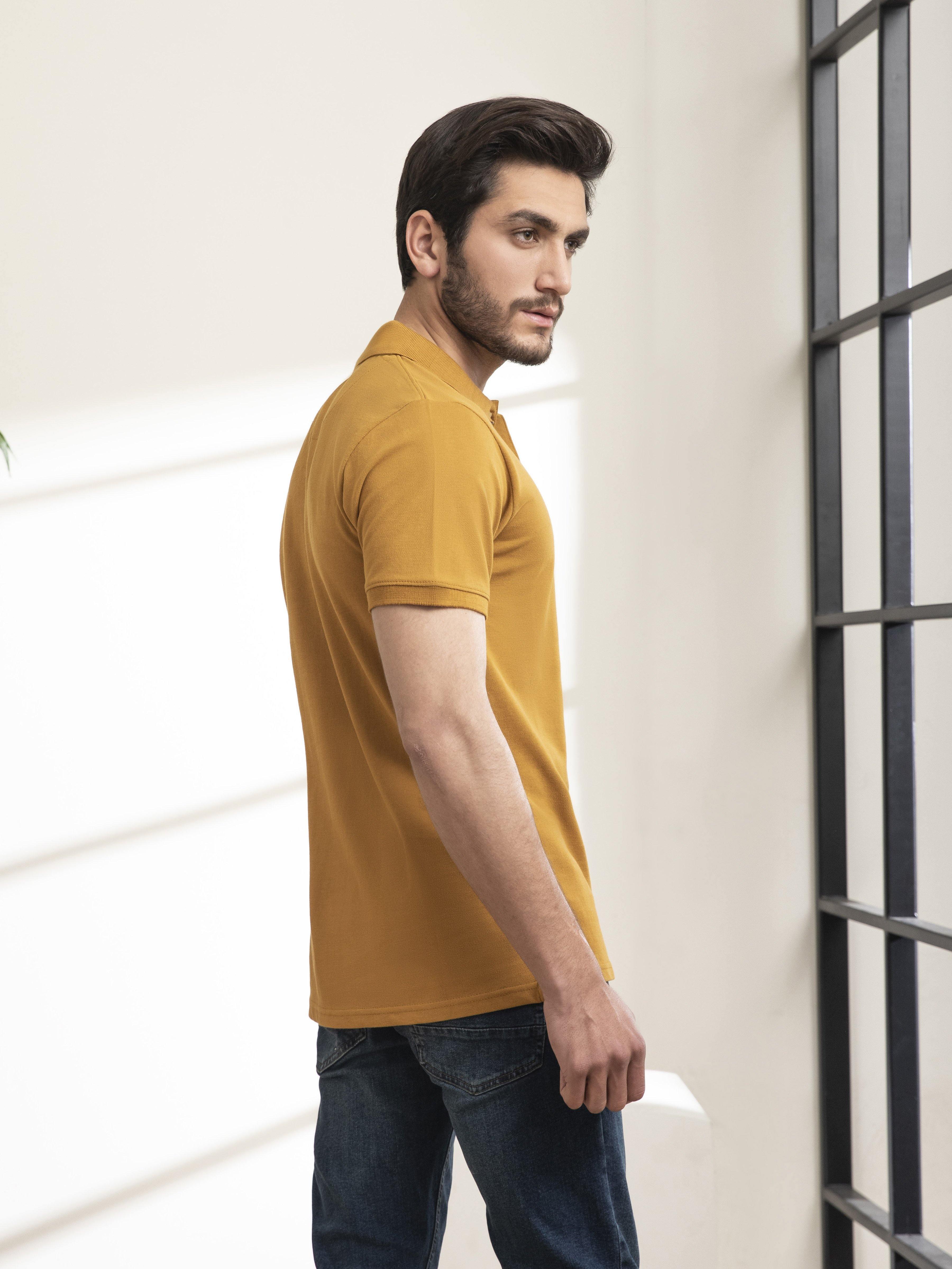 PLAIN POLO SHIRT MUSTARD - Image 4