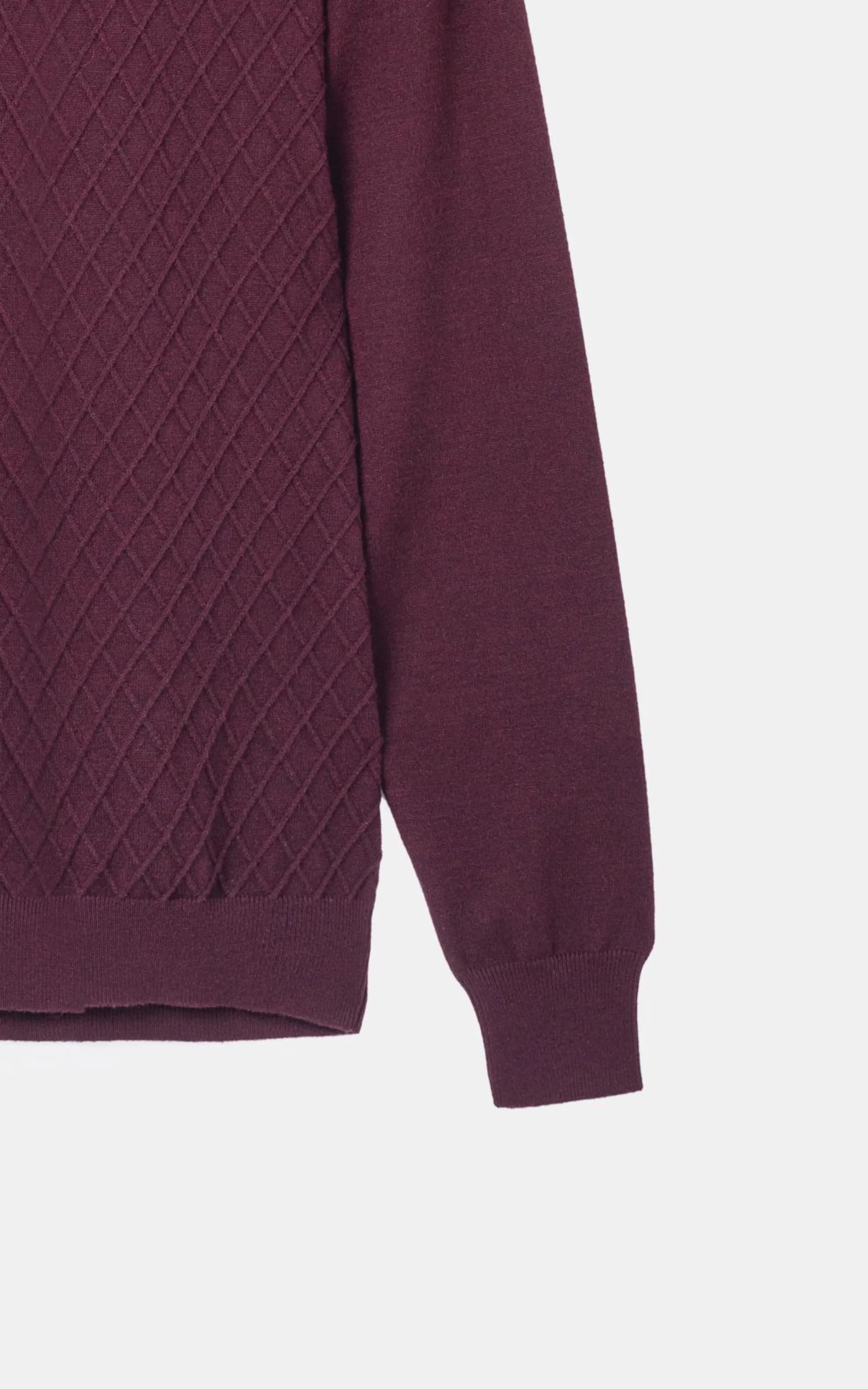 Polo Collar Zipper Sweater Maroon - Image 3