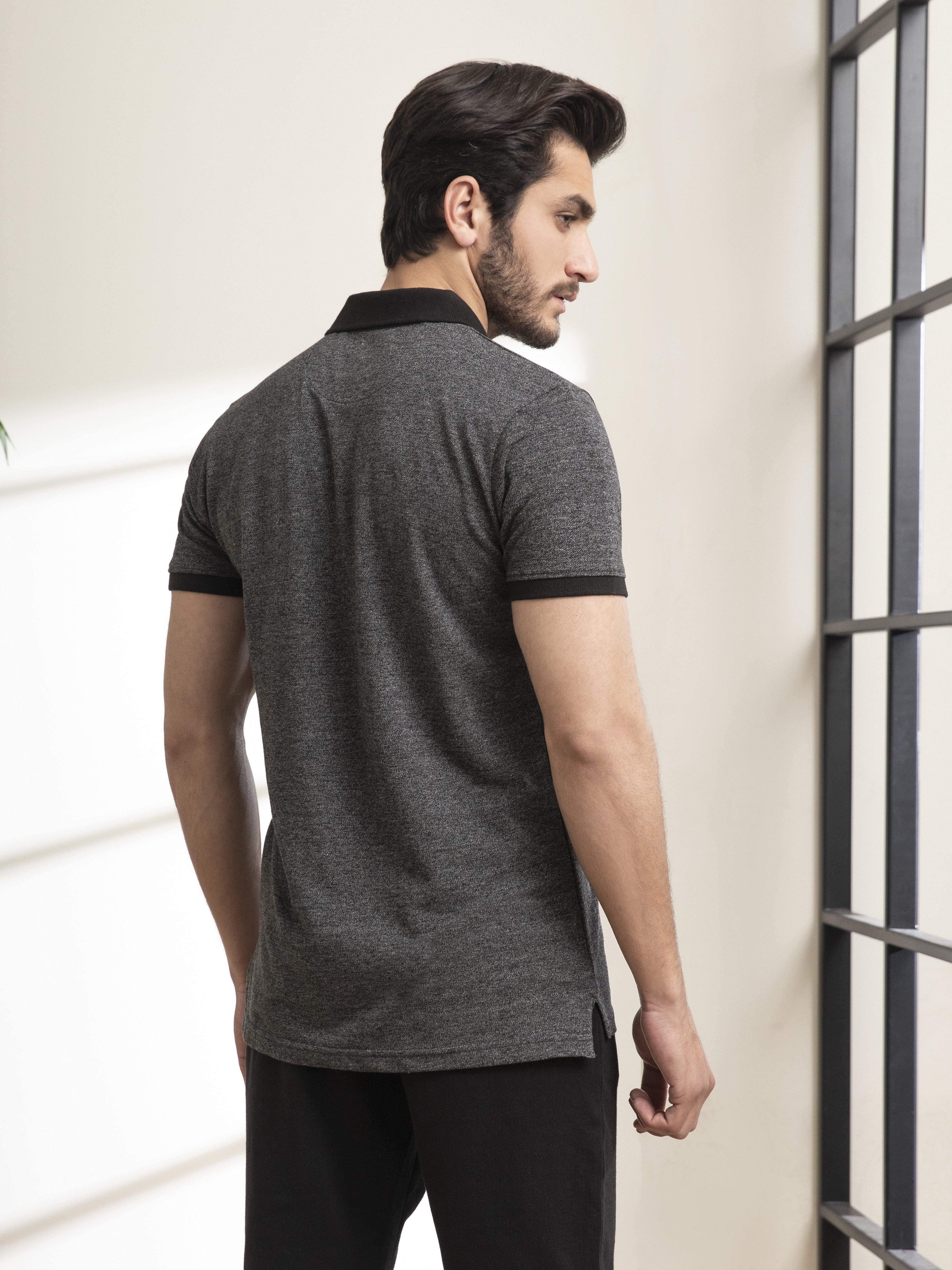 POLO SHIRT CHAIN YARN BONE POCKET BLACK - Image 3