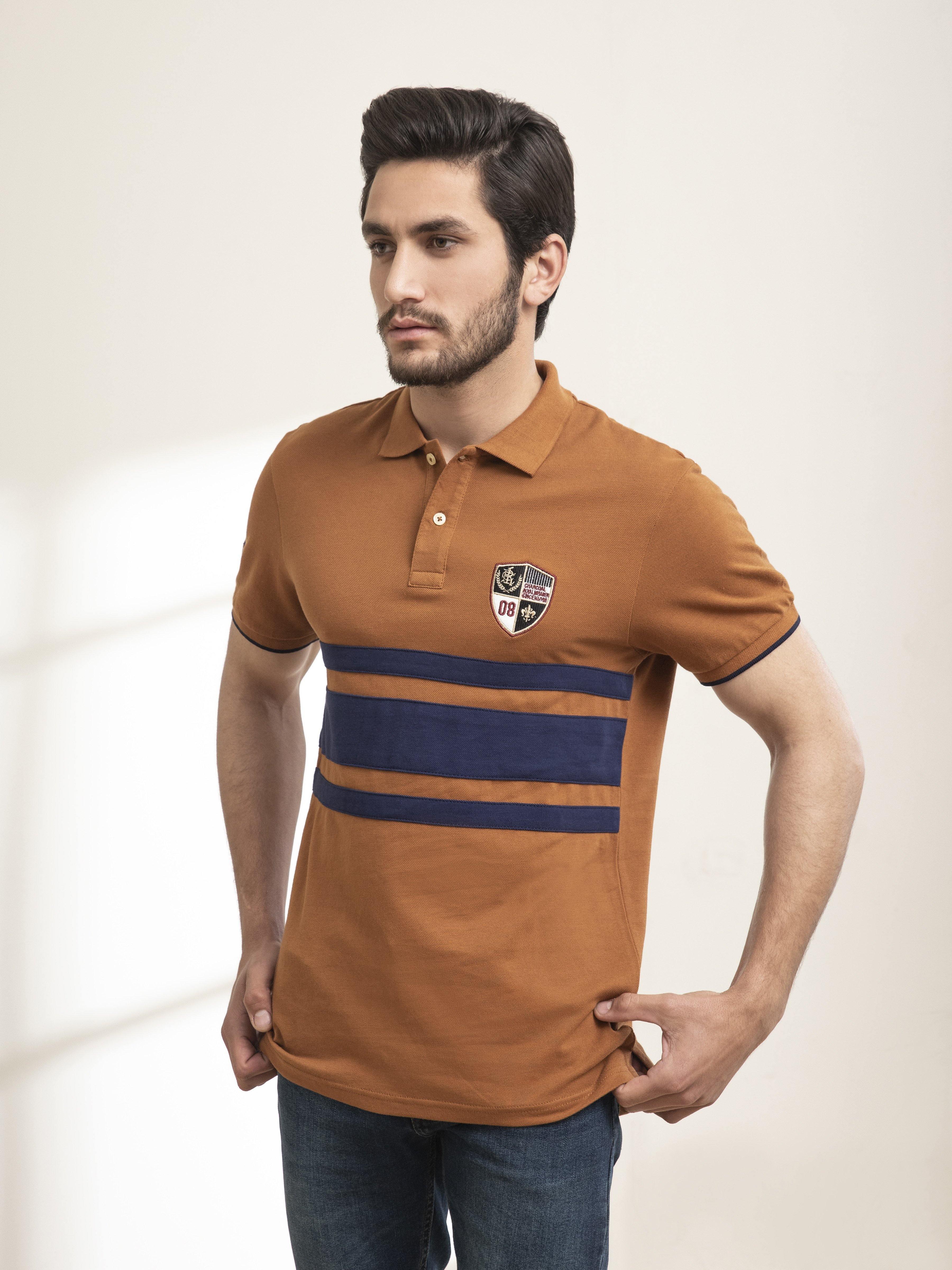 POLO SHIRT CHEST PANNEL CAMEL - Image 3