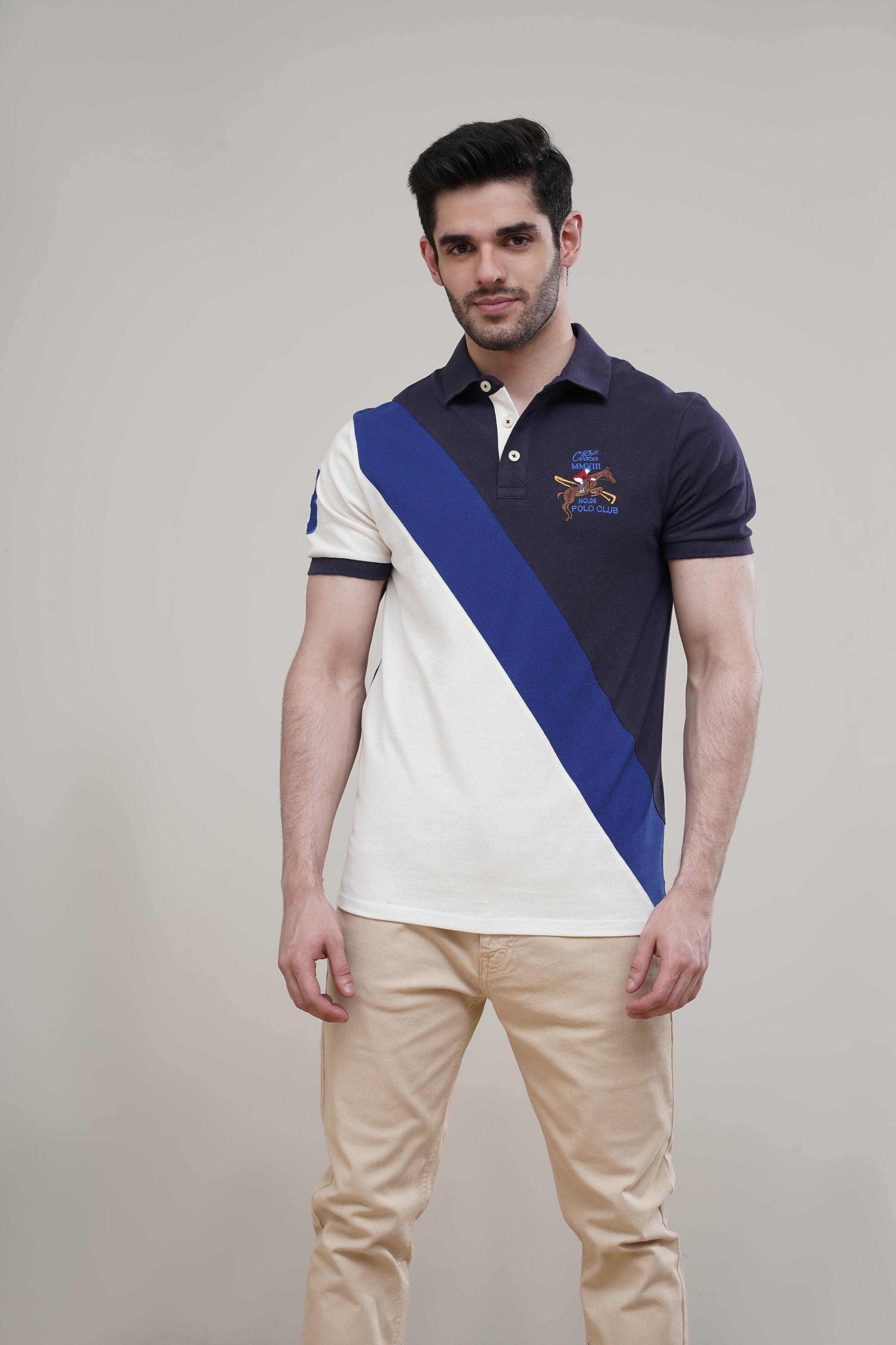 POLO SHIRT CROSS PANNEL NAVY