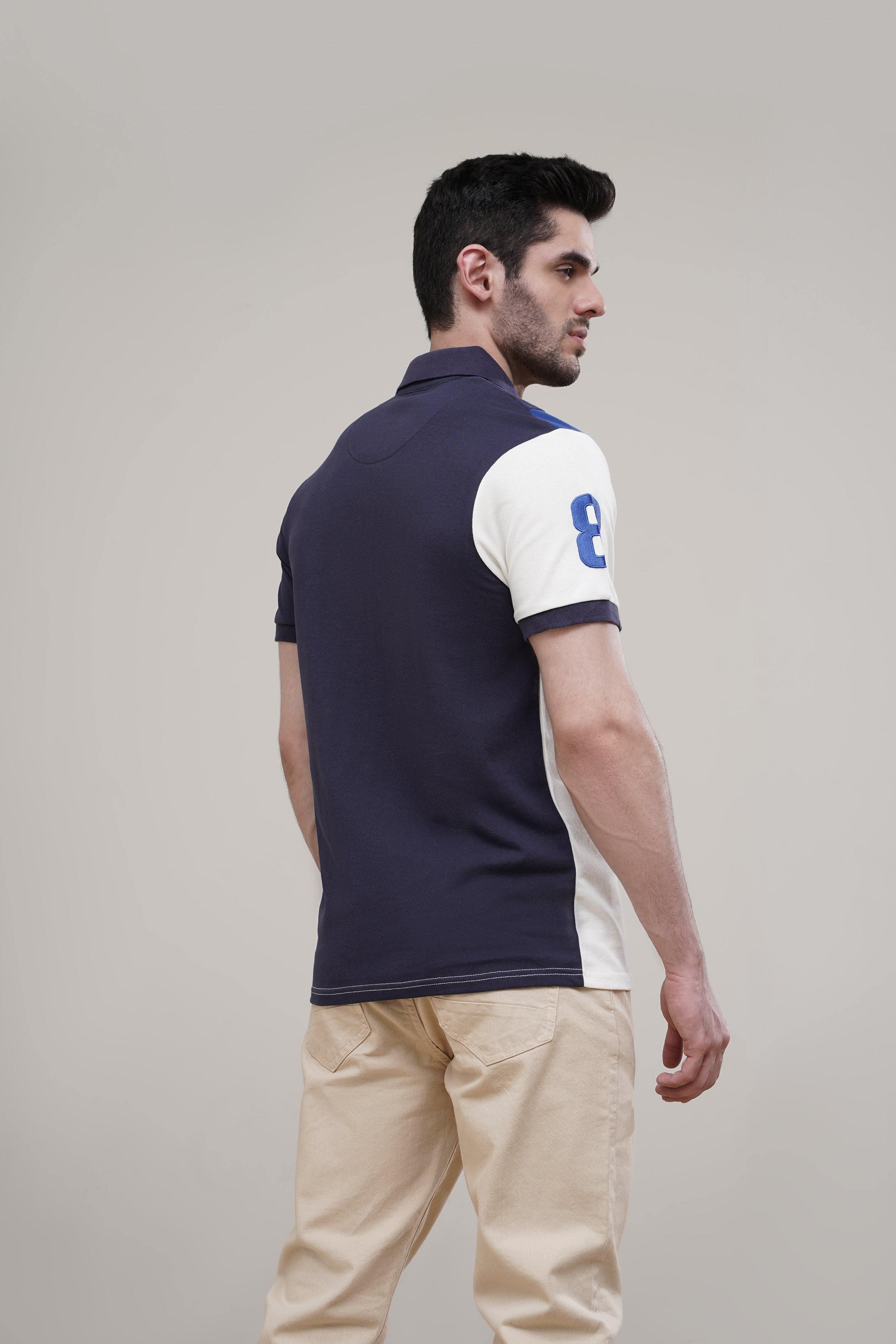 POLO SHIRT CROSS PANNEL NAVY - Image 4