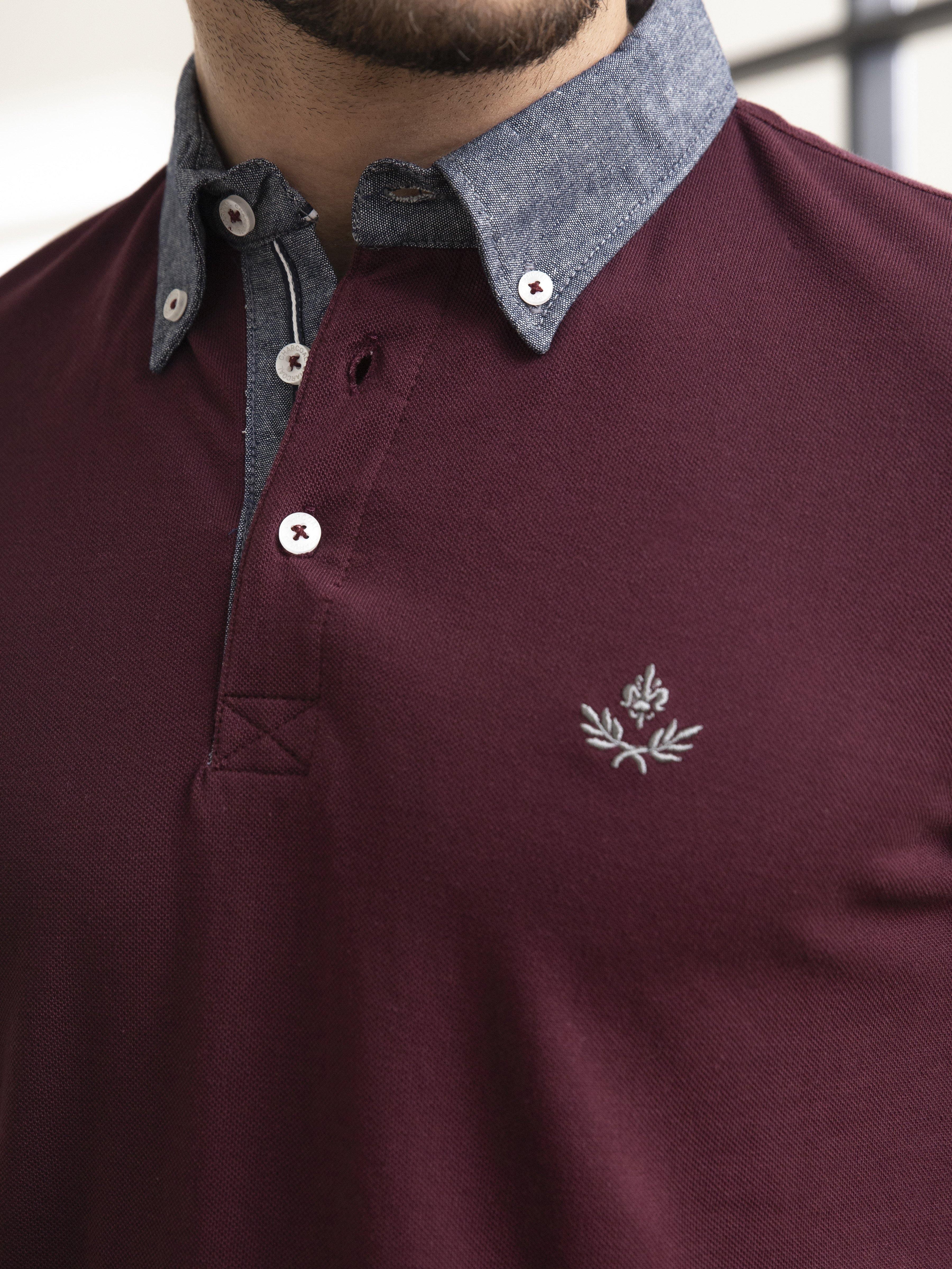 POLO SHIRT DENIM COLLAR MAROON - Image 4