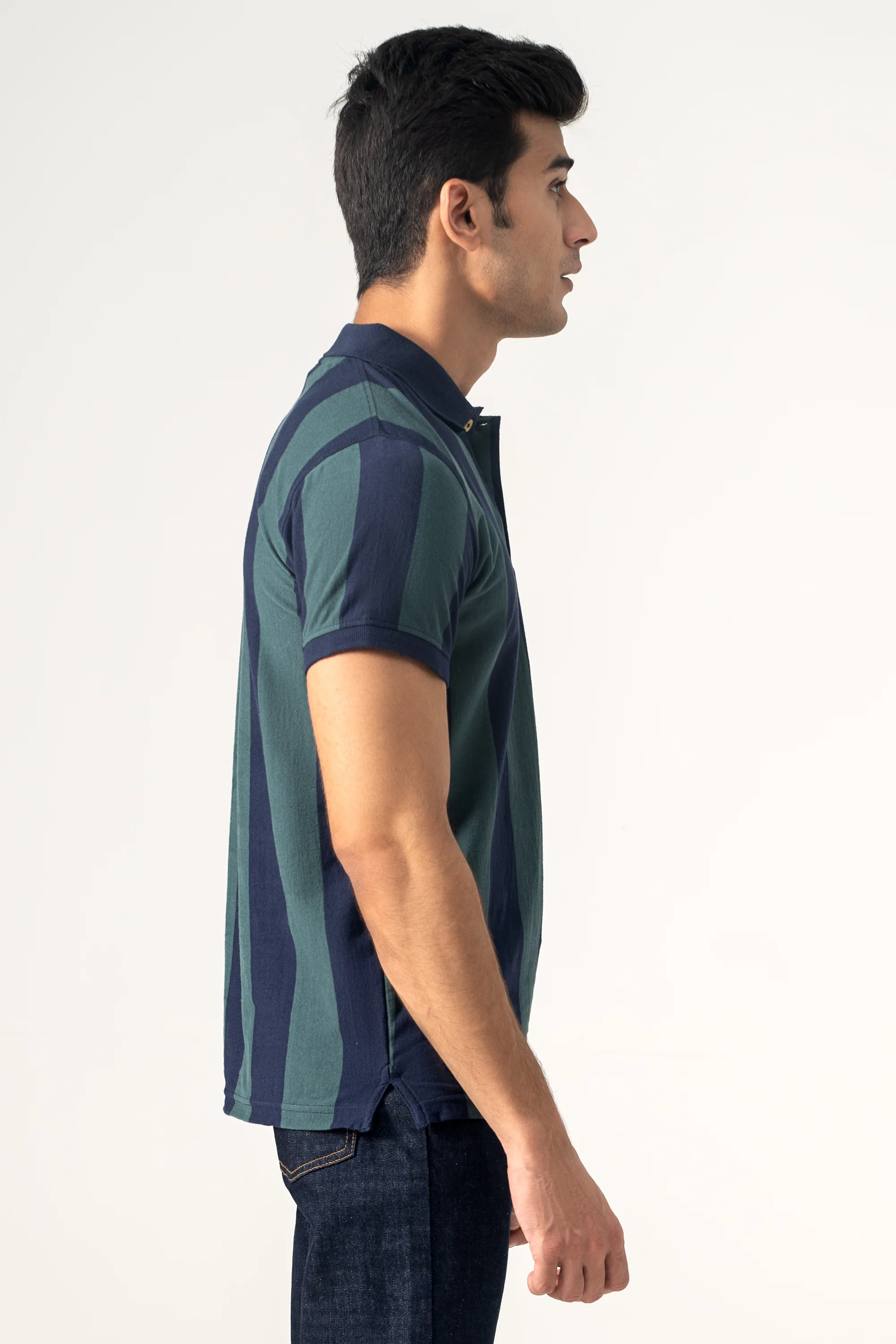 YARN DYED STRIPPER POLO GREEN NAVY - Image 3