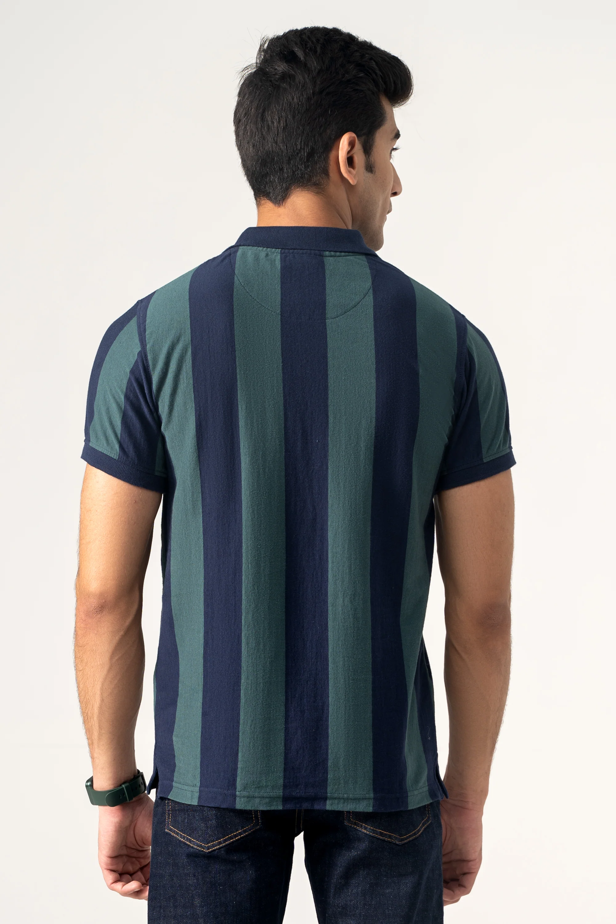 YARN DYED STRIPPER POLO GREEN NAVY - Image 4