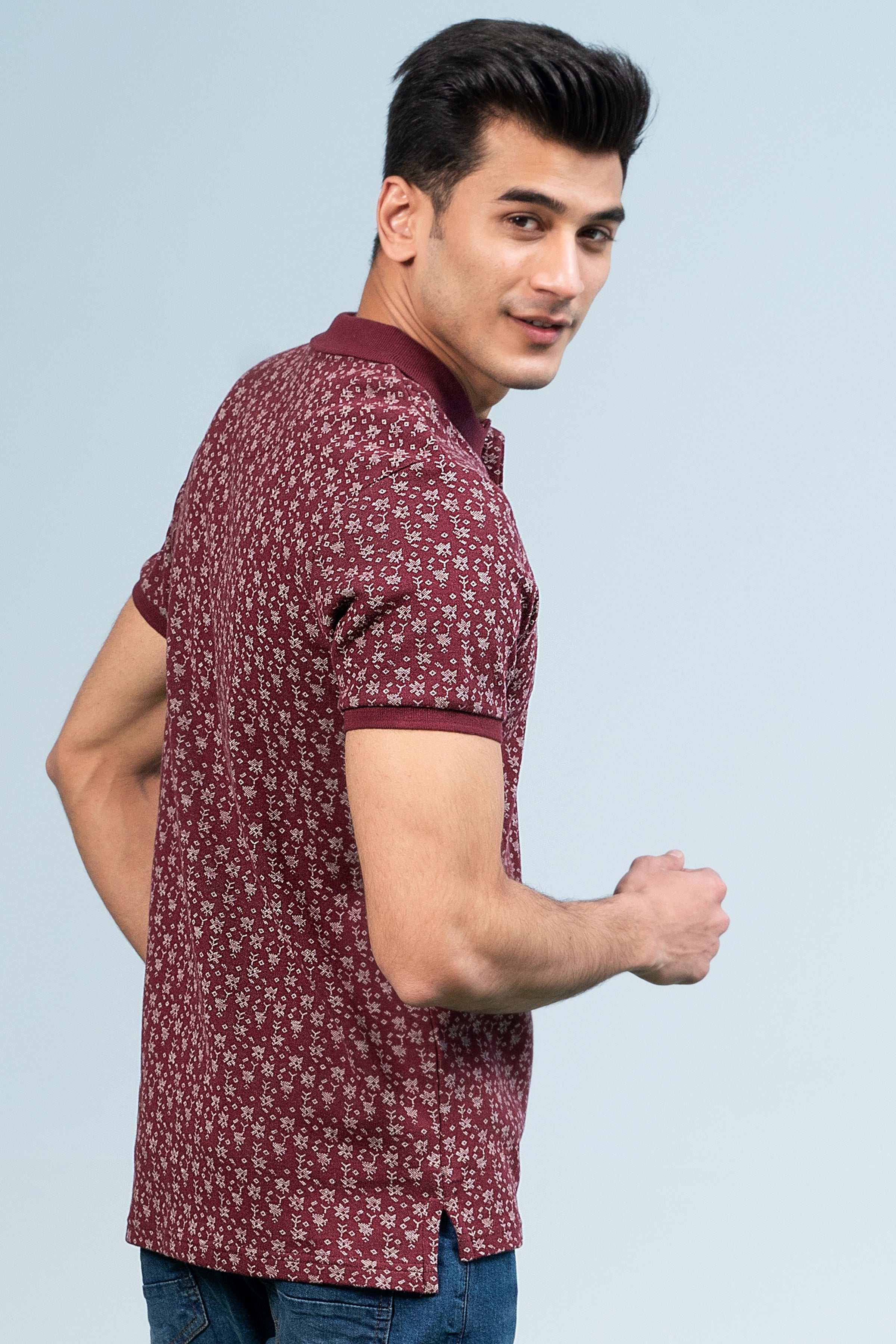 PRINTED POLO MAROON - Image 4