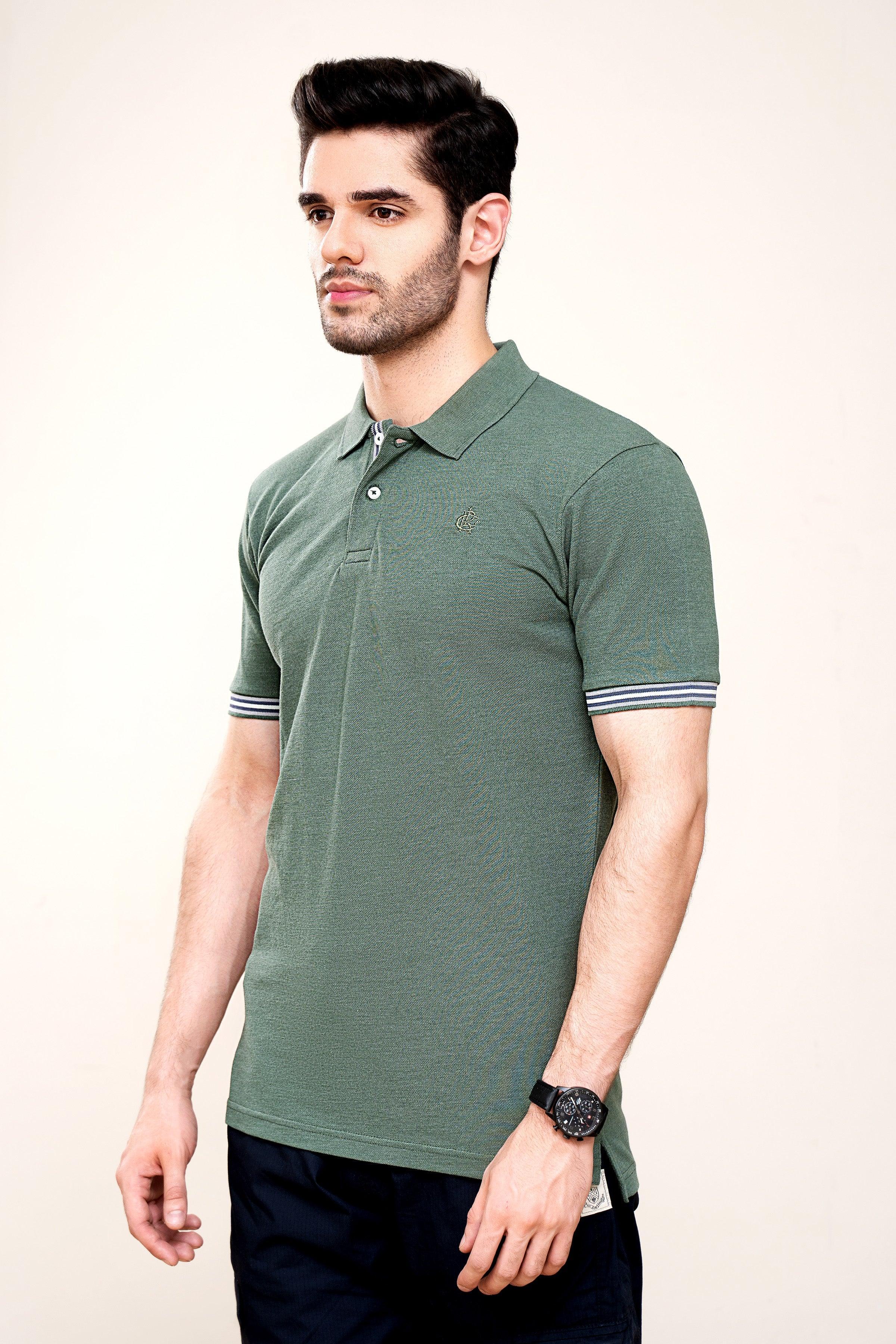 POLO SHIRT PIQUE MELANGE GREEN - Image 2