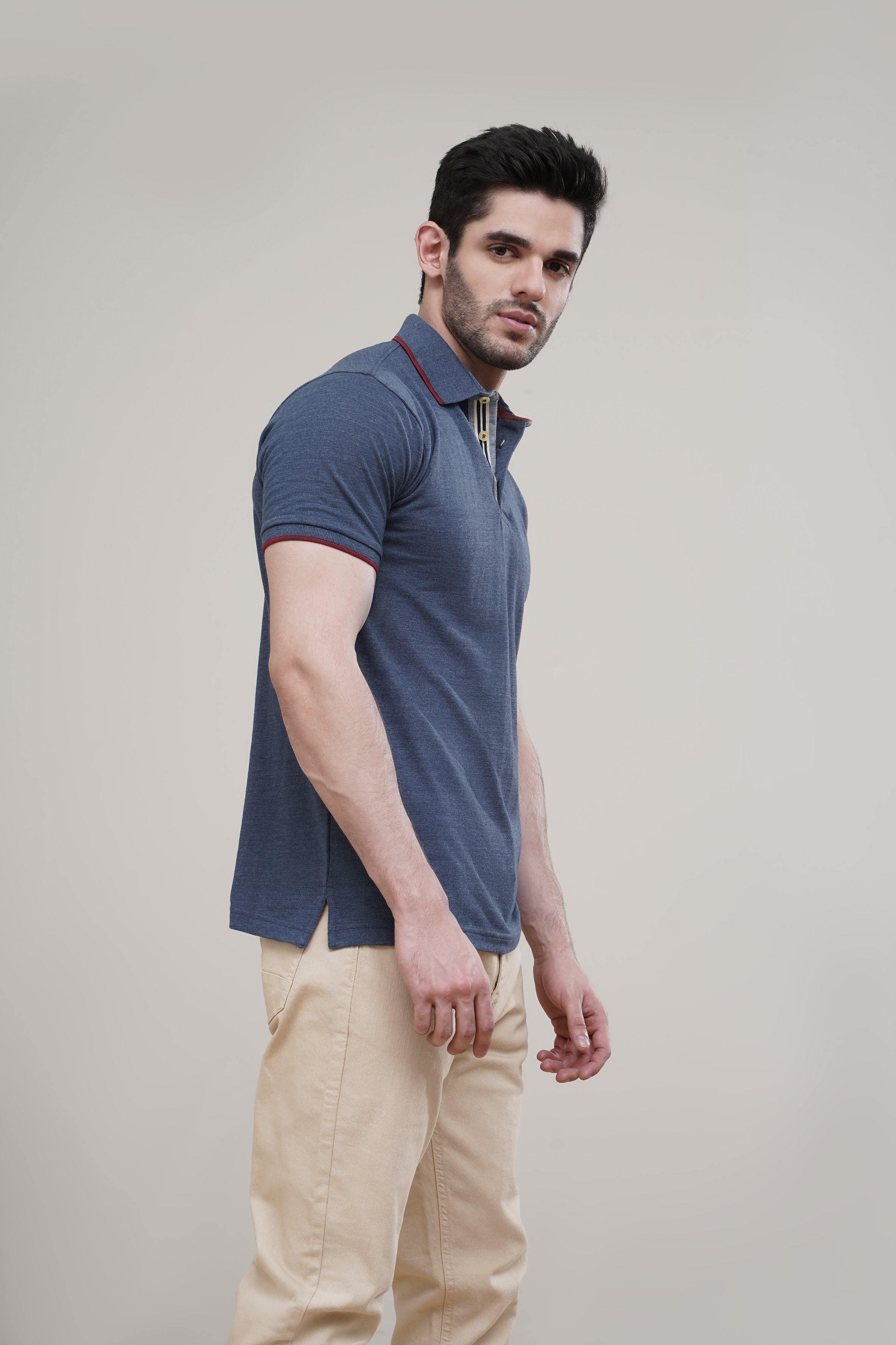 POLO SHIRT TIPPING COLLAR BLUE - Image 2