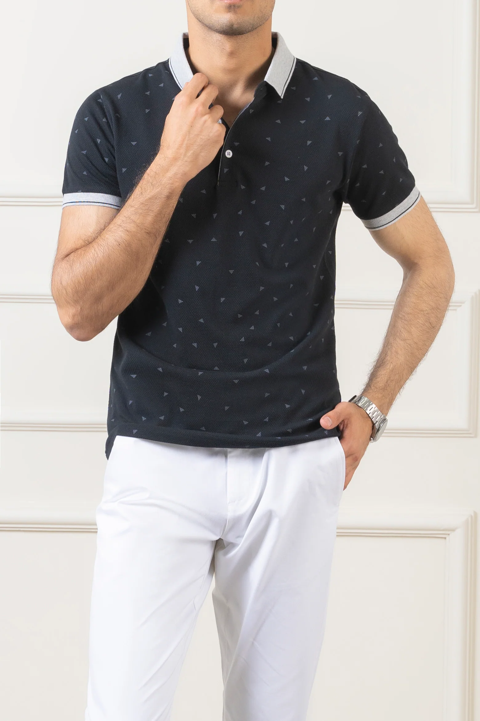 POLO TIPPING COLLAR BLACK - Image 2