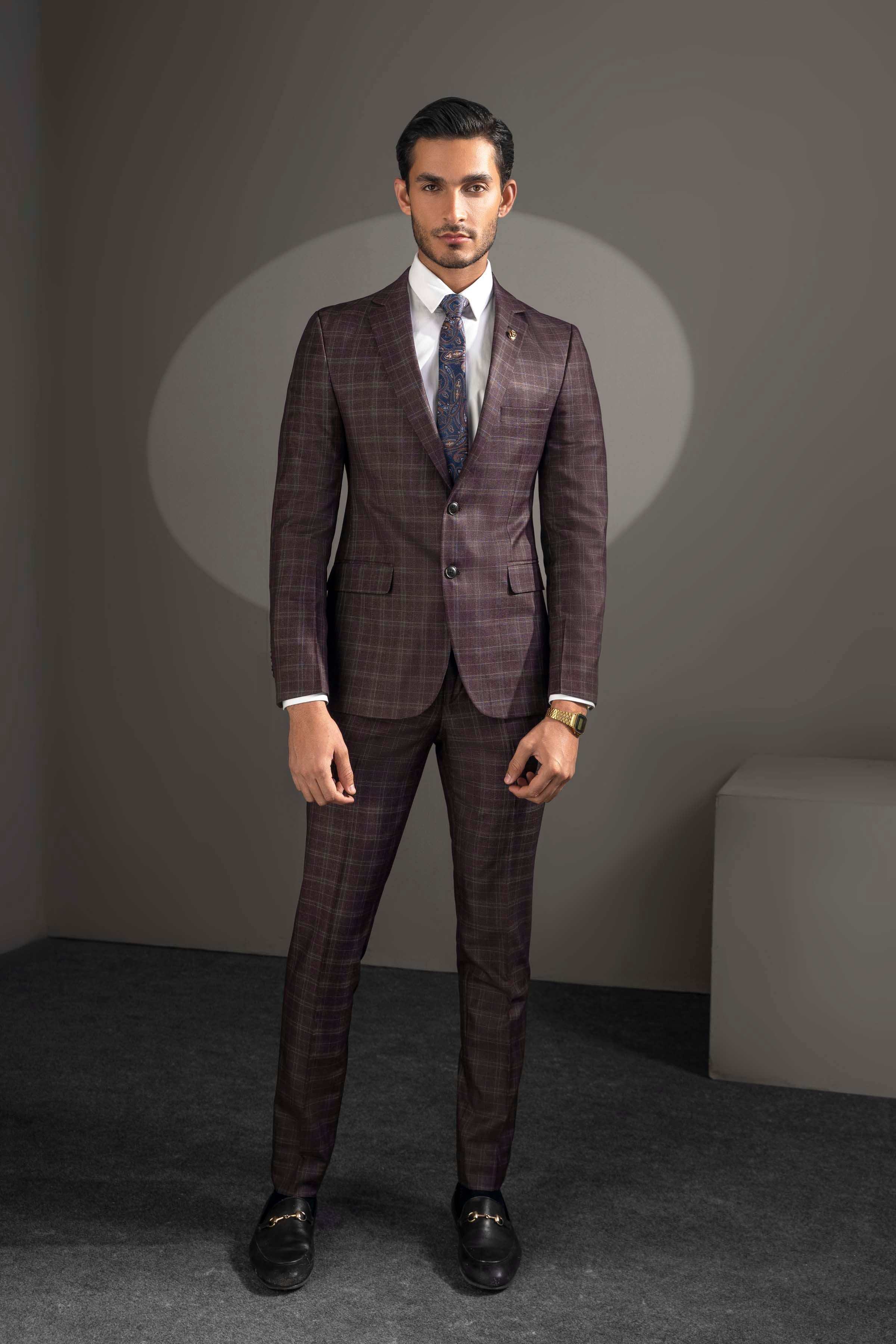 PREMIUM 2 PIECE SUIT MAROON GREY