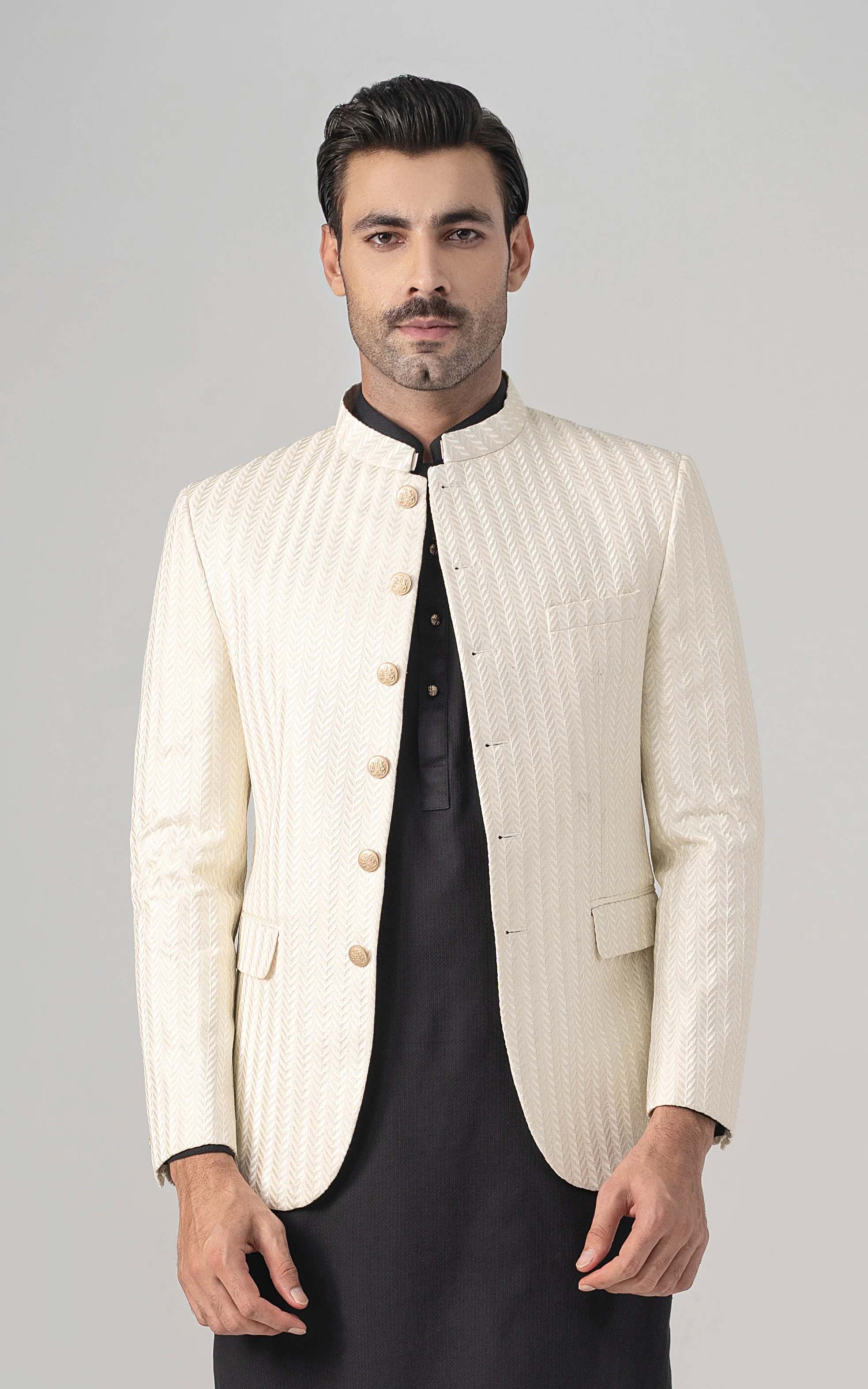 EMBROIDERED PRINCE COAT- FESTIVE COLLECTION OFF WHITE - Image 3
