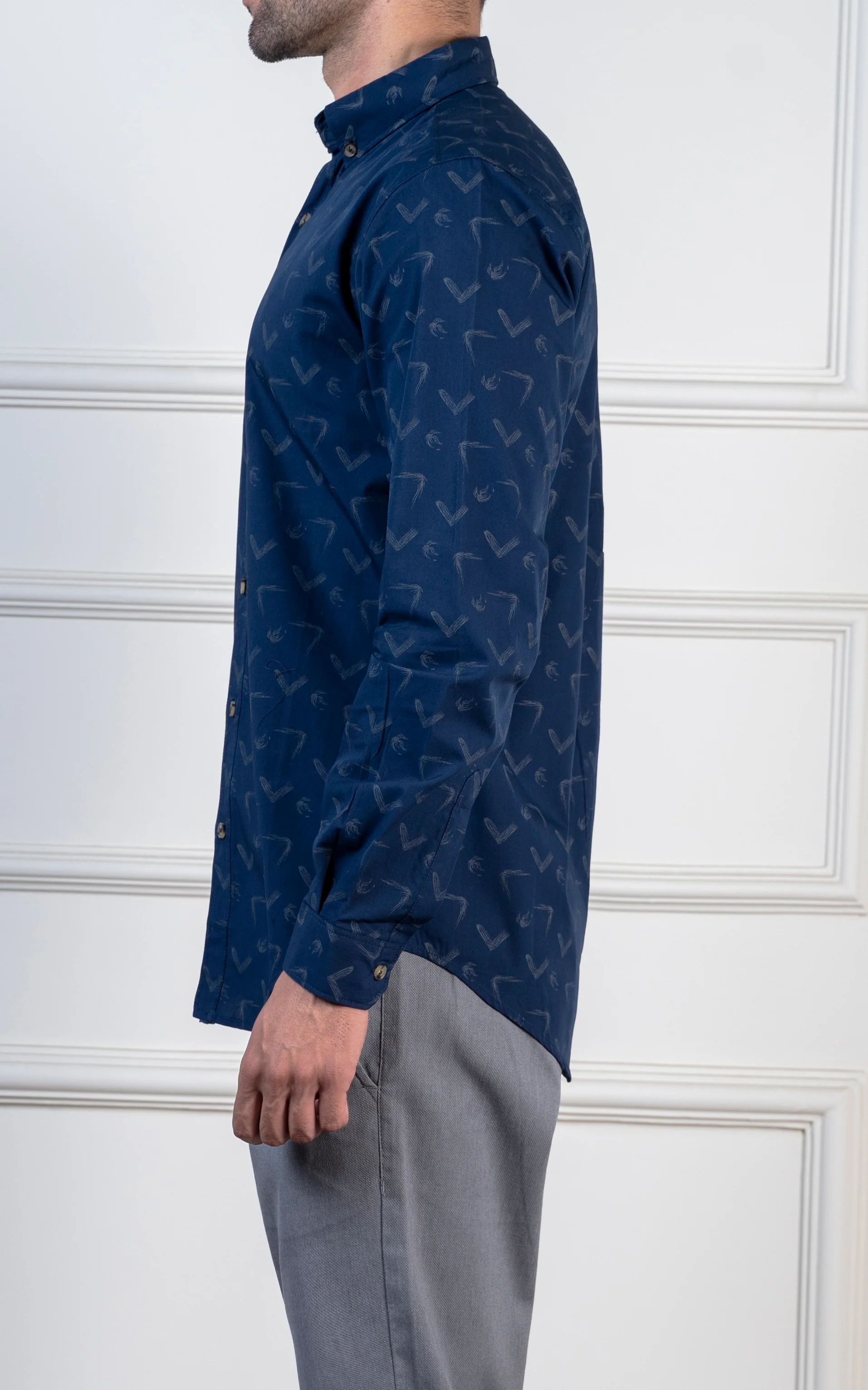 PRINTED CASUAL SHIRT NAVY - Image 4