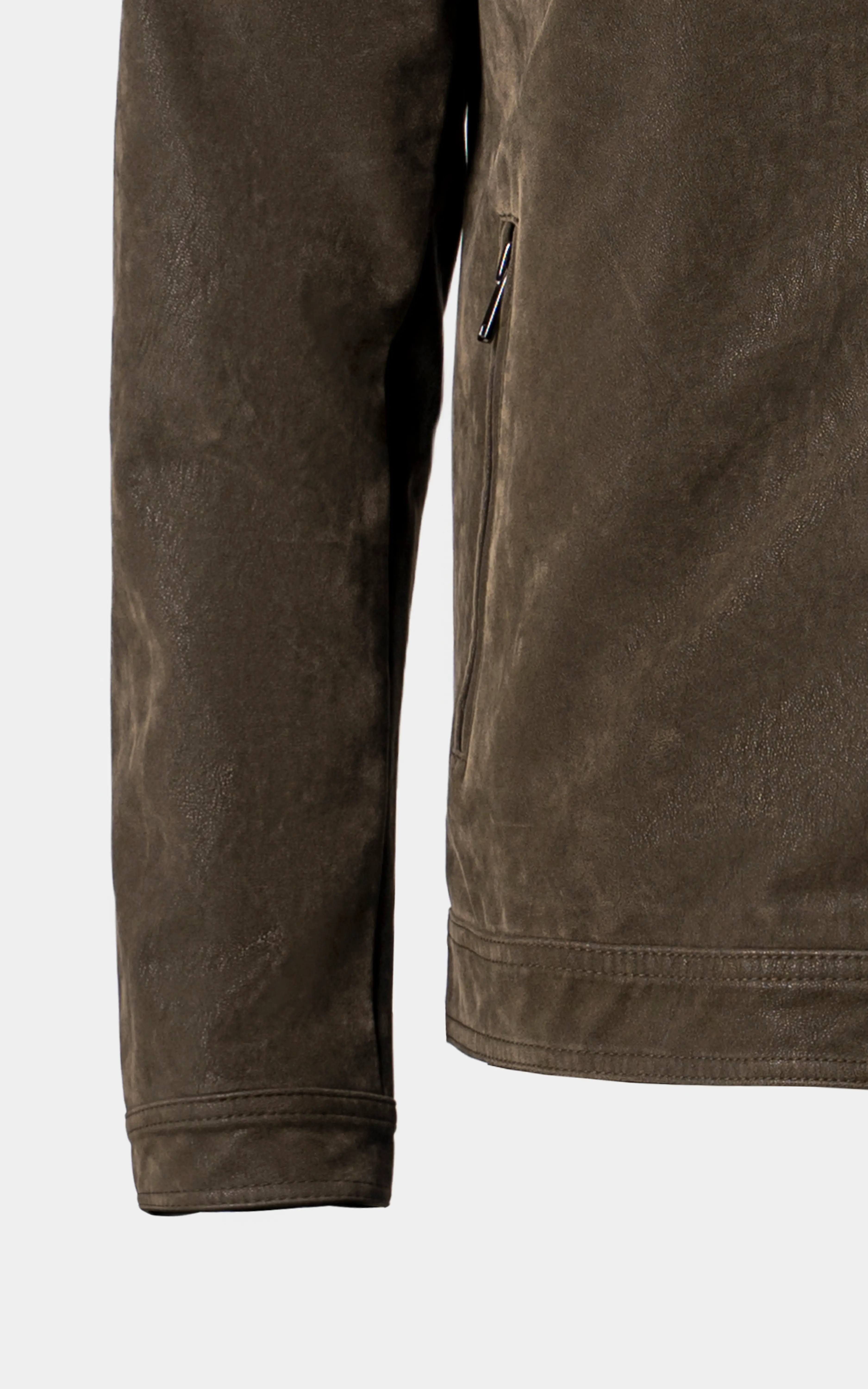 PU leather Zipper Jacket Dark Olive - Image 3