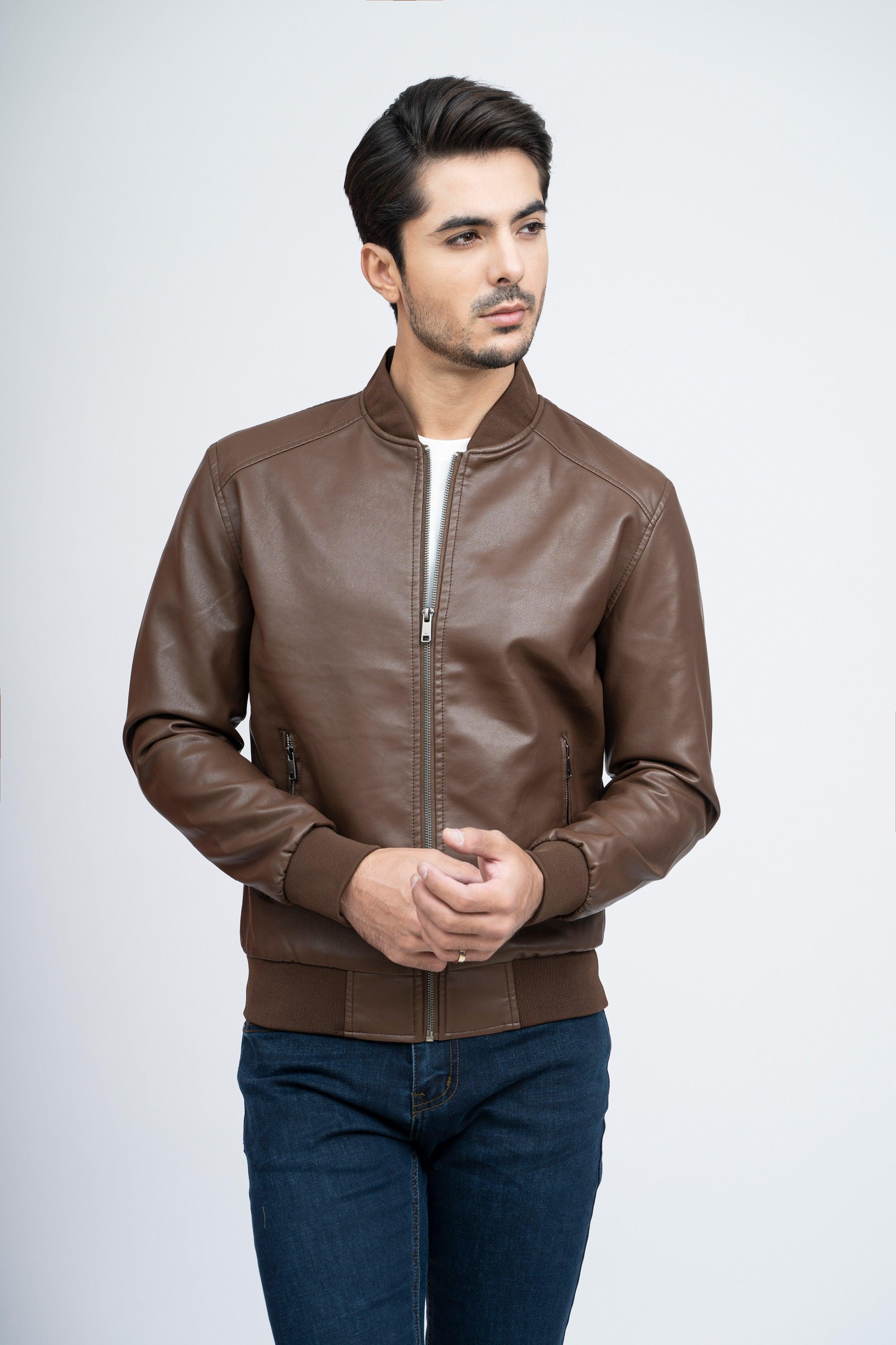 PU RIB BAN JACKET F/S BROWN - Image 2
