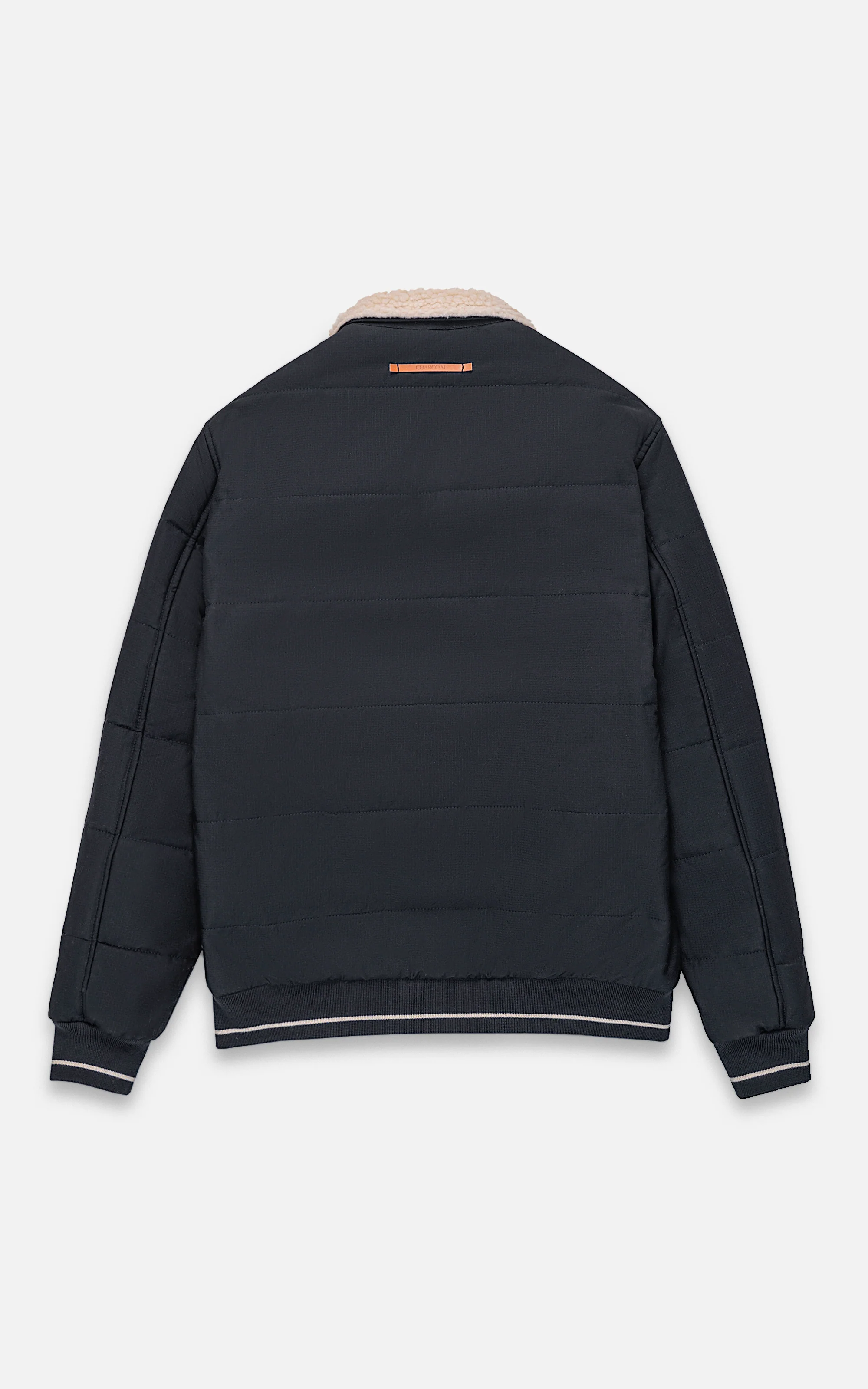 QUILTED FAUX FUR COLLAR JACKET BLACK - Image 3