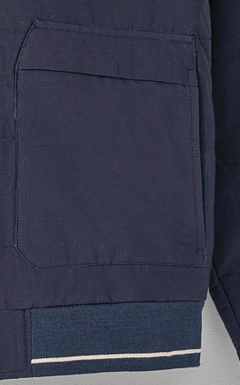 QUILTED FUR COLLAR JACKET NAVY - Image 5