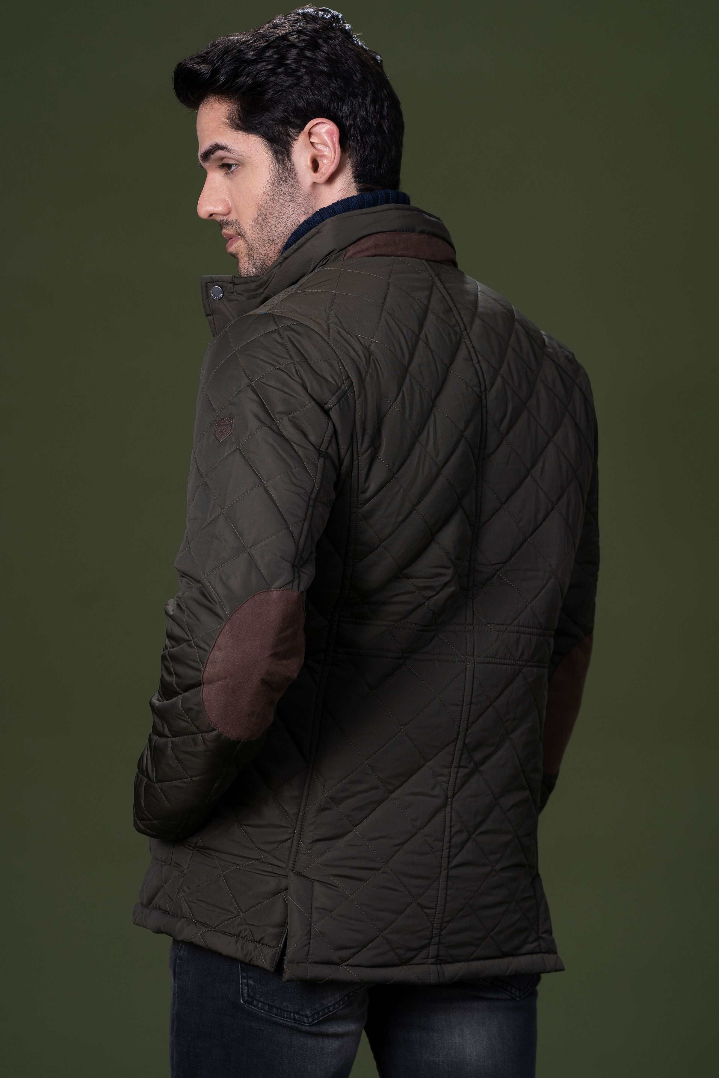 QUILTED LONG JACKET OLIVE - Image 2