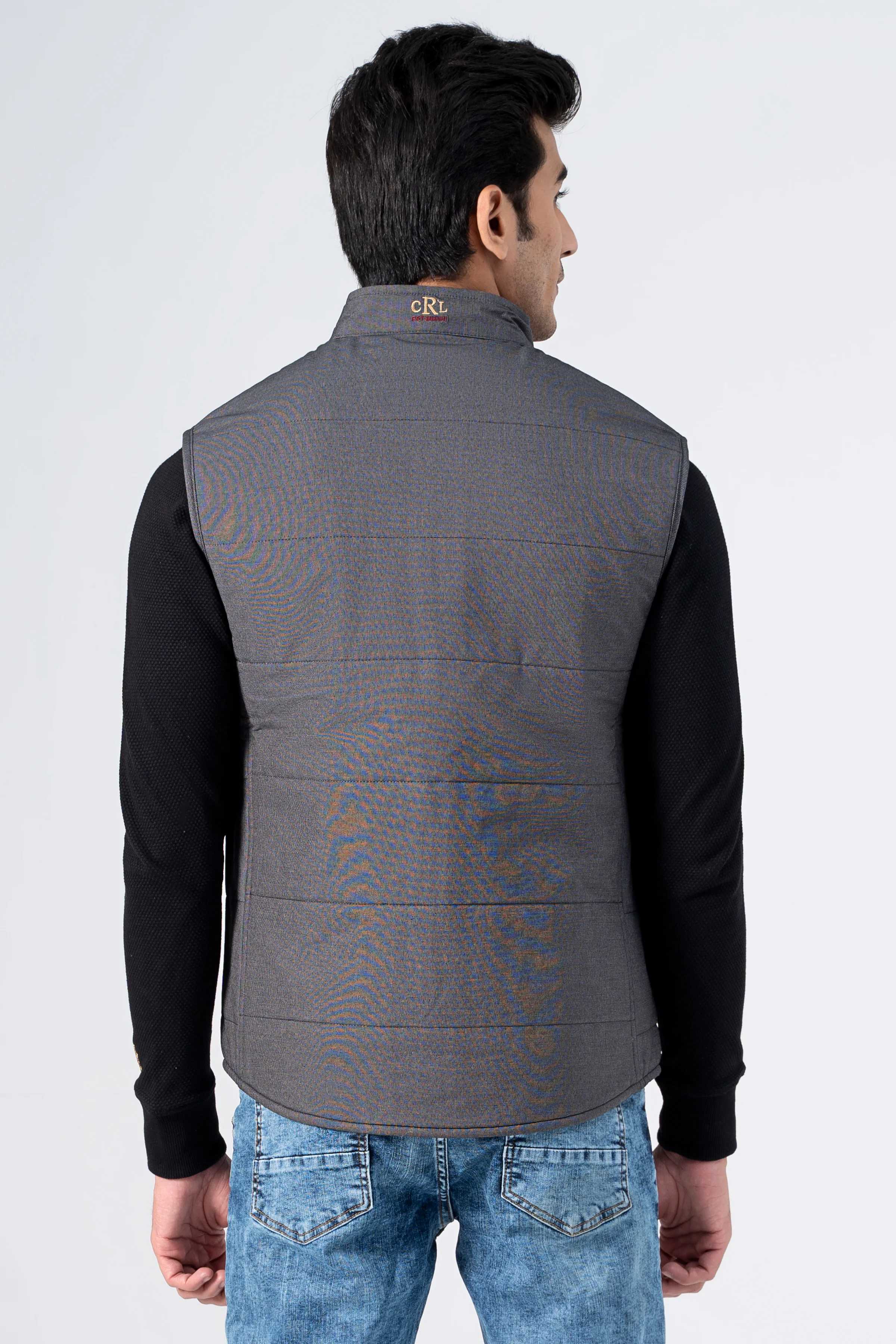 Quilted Textured Jacket Charcoal - Image 3