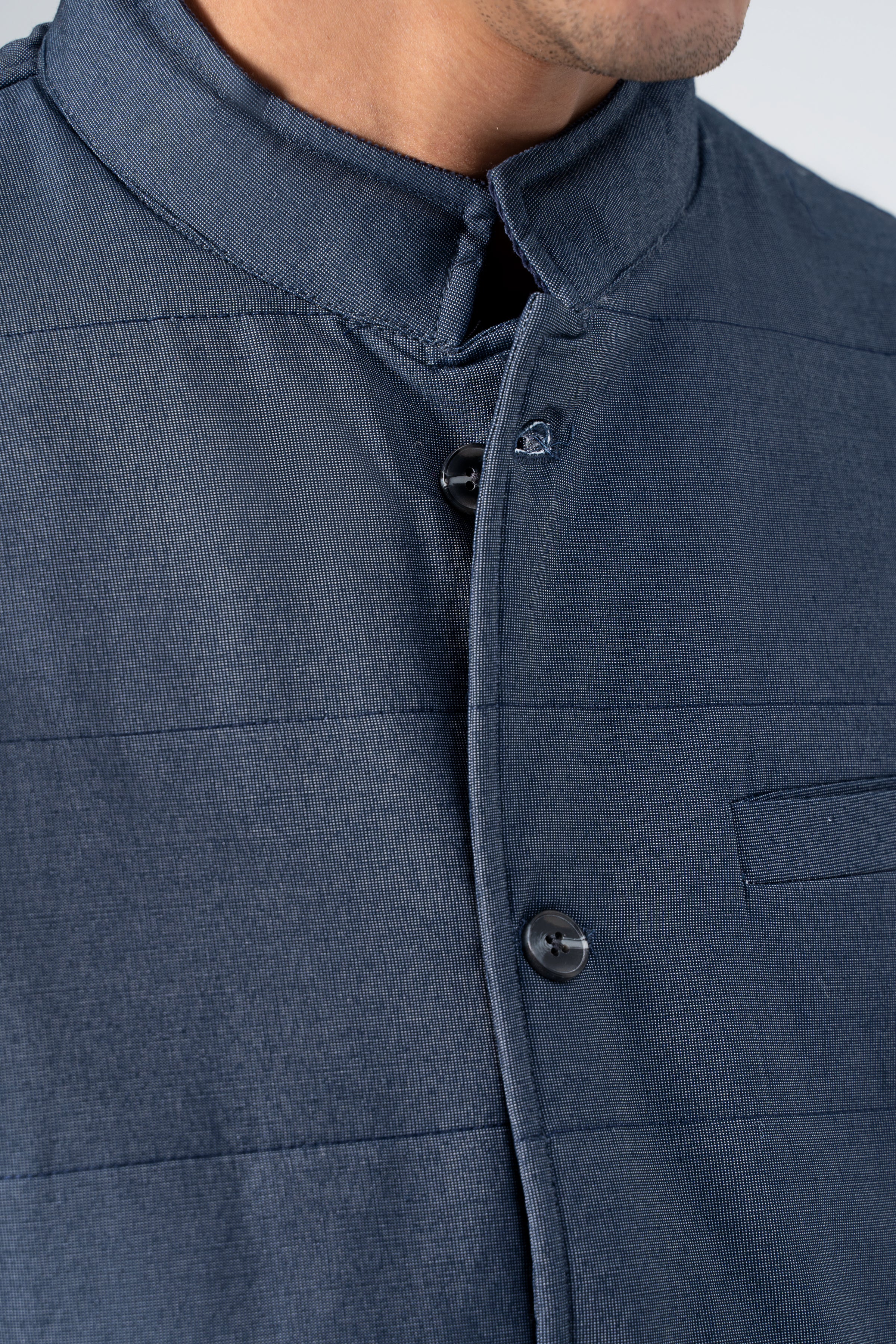 Quilted Textured Jacket Navy - Image 5