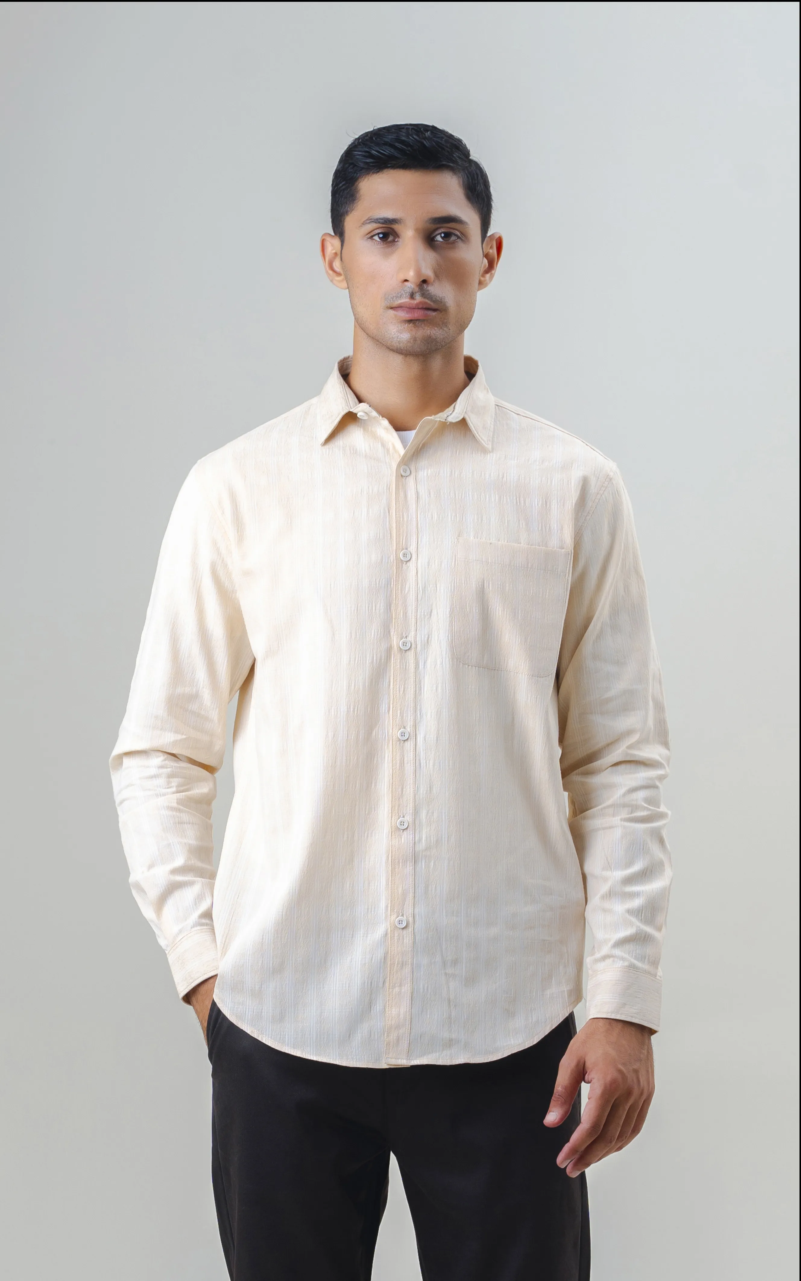 REGULAR FIT CHECKED SHIRT BEIGE CHECK - Image 2