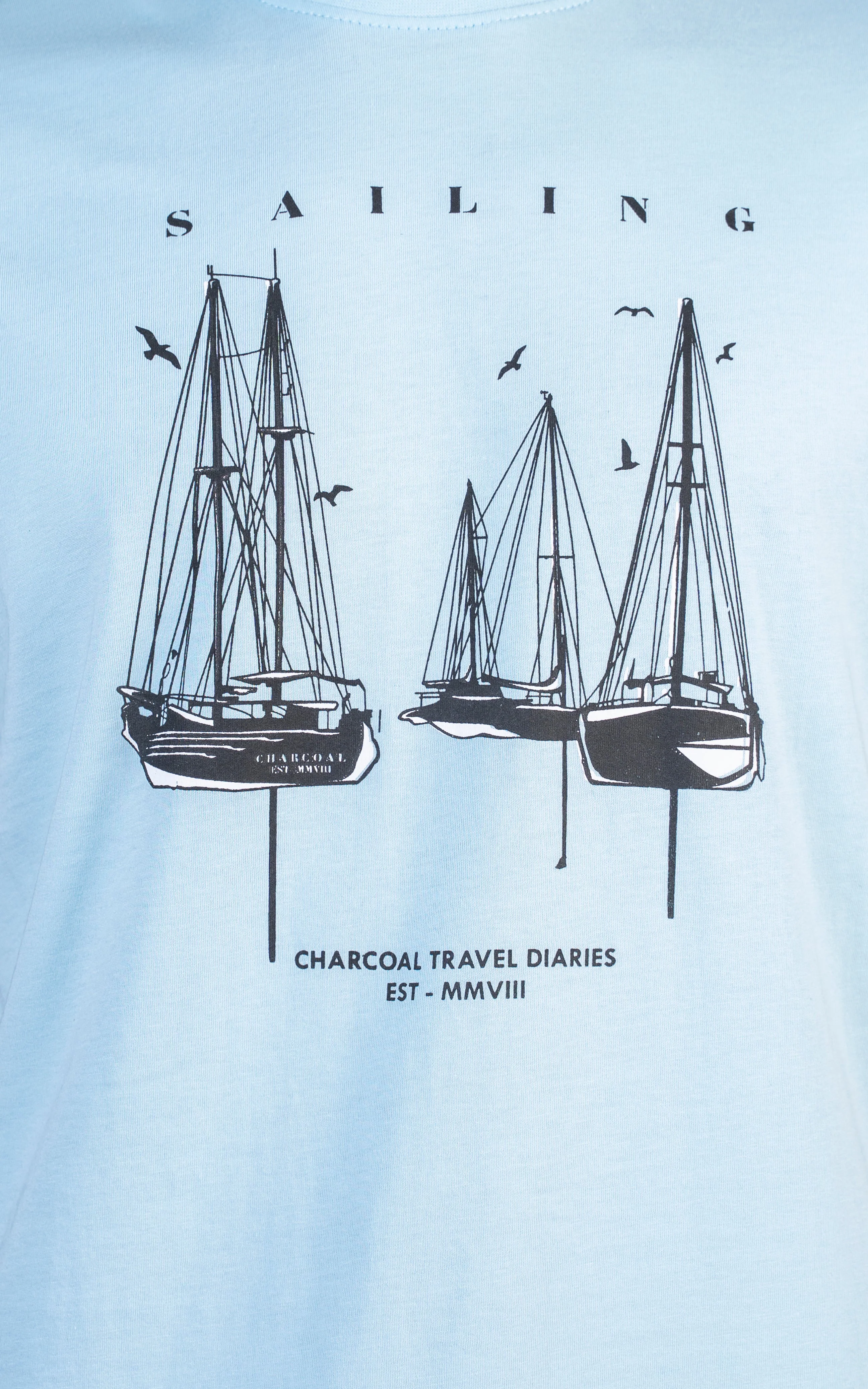 REGULAR FIT GRAPHIC T-SHIRT SKY - Image 8