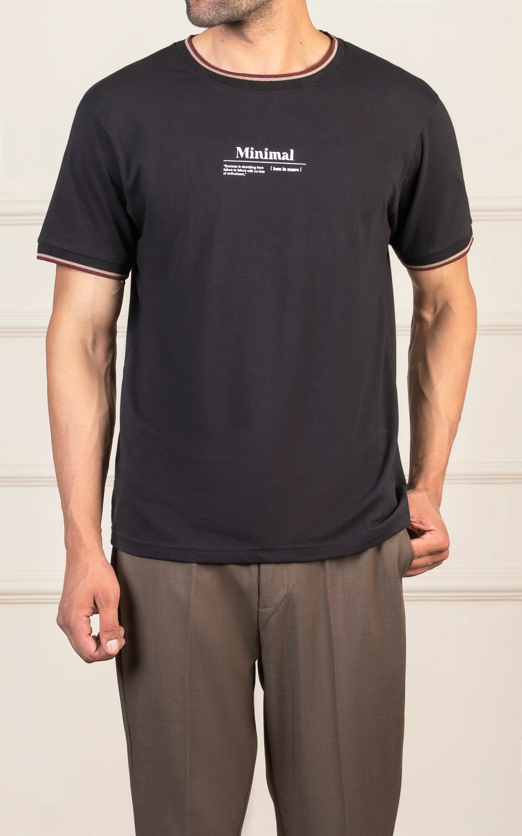 REGULAR FIT TIPPING  T-SHIRT BLACK - Image 2