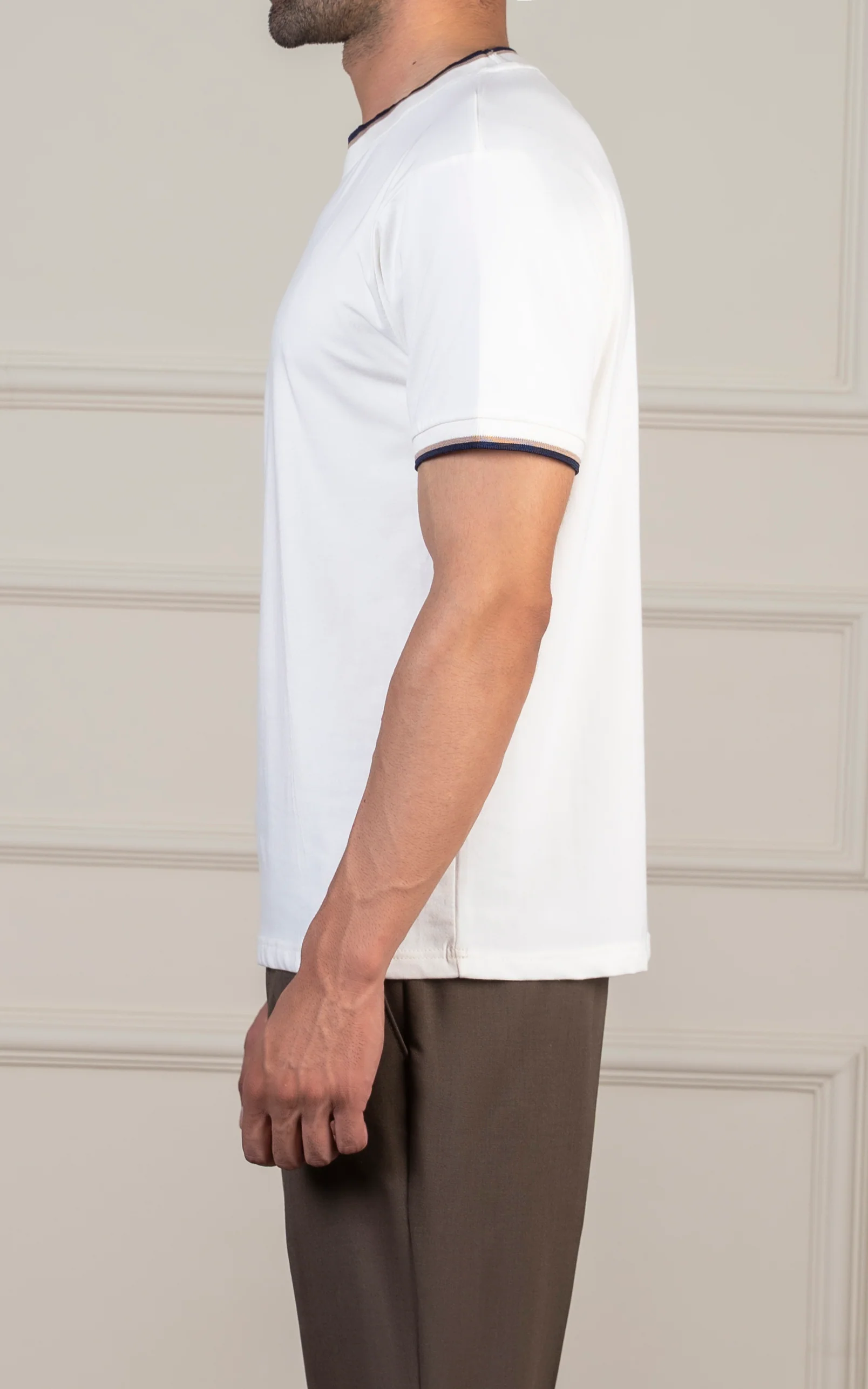 REGULAR FIT TIPPING  T-SHIRT WHITE - Image 4