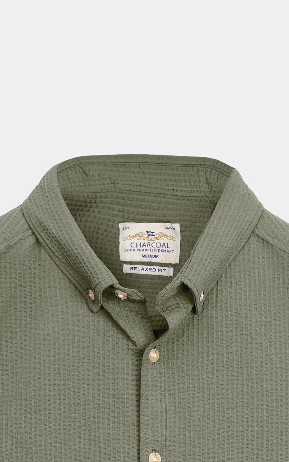 RELAXED FIT BUTTON DOWN CASUAL SHIRT GREEN - Image 6
