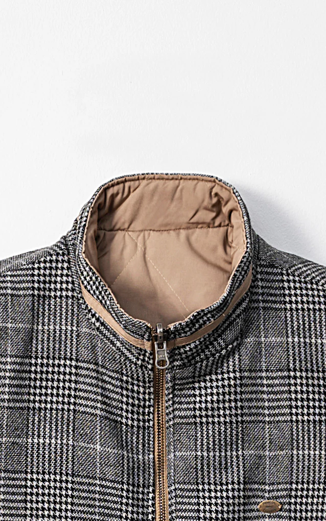 WOOL QUILTED SLEEVELESS REVERSIBLE JACKET BLACK KHAKI - Image 2