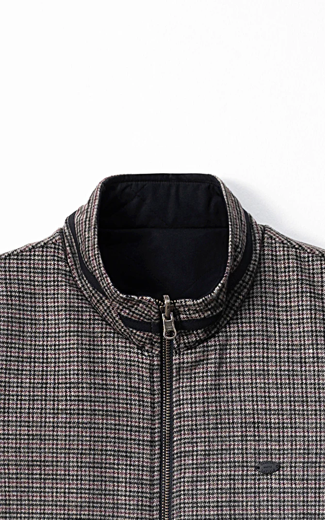 WOOL QUILTED SLEEVELESS REVERSIBLE JACKET BURGUNDY GREY - Image 2