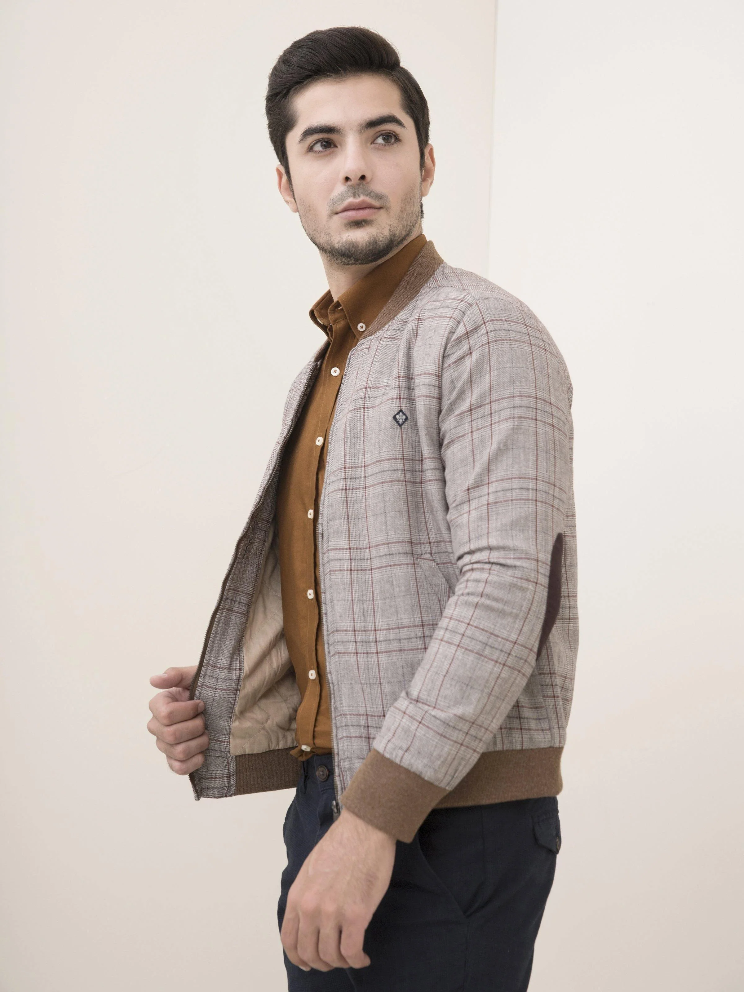 RIB BAN JACKET FULL SLEEVE LIGHT KHAKI - Image 5
