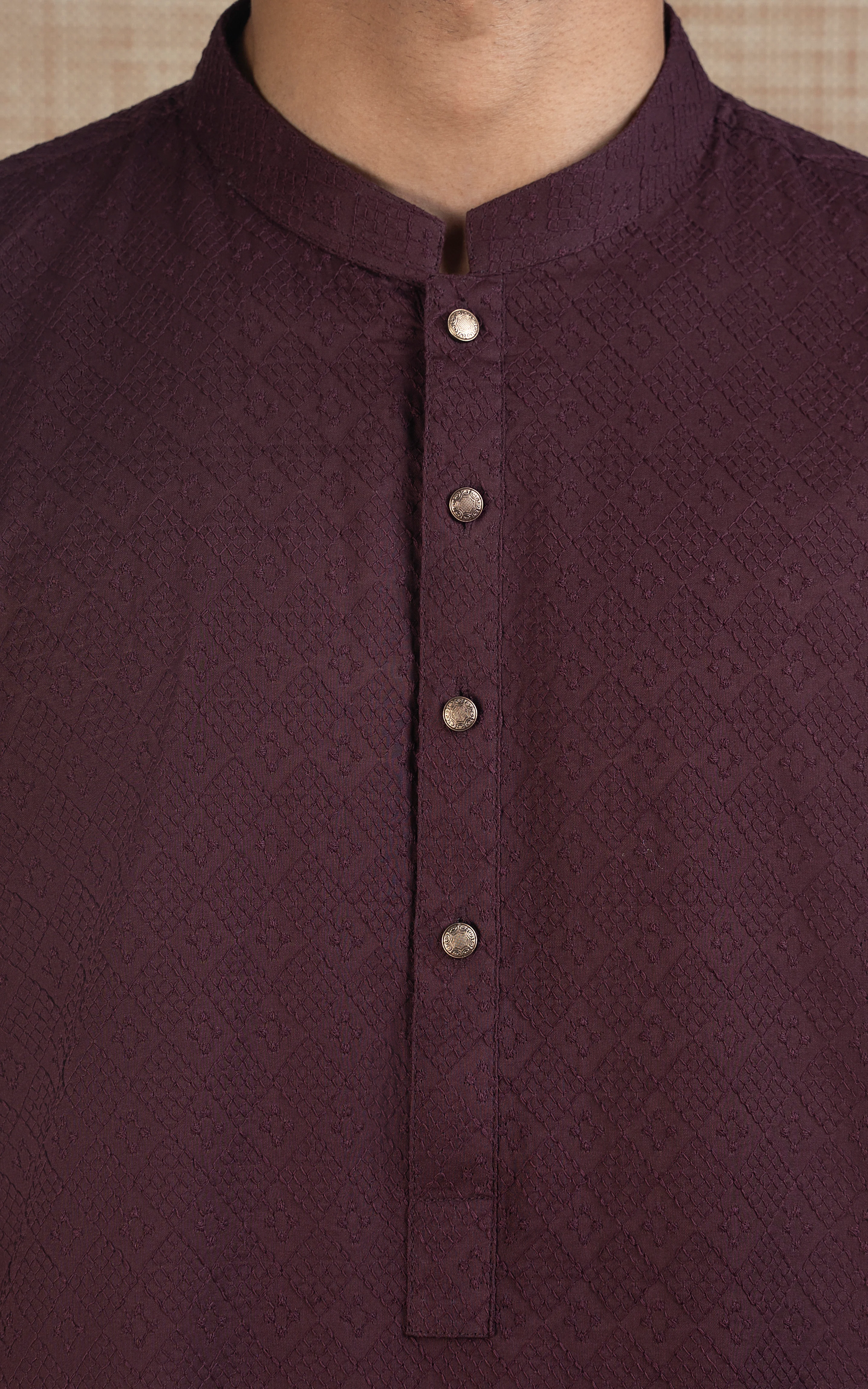 SCHIFFLI EMBROIDERED KURTA - SIGNATURE COLLECTION MAROON - Image 6