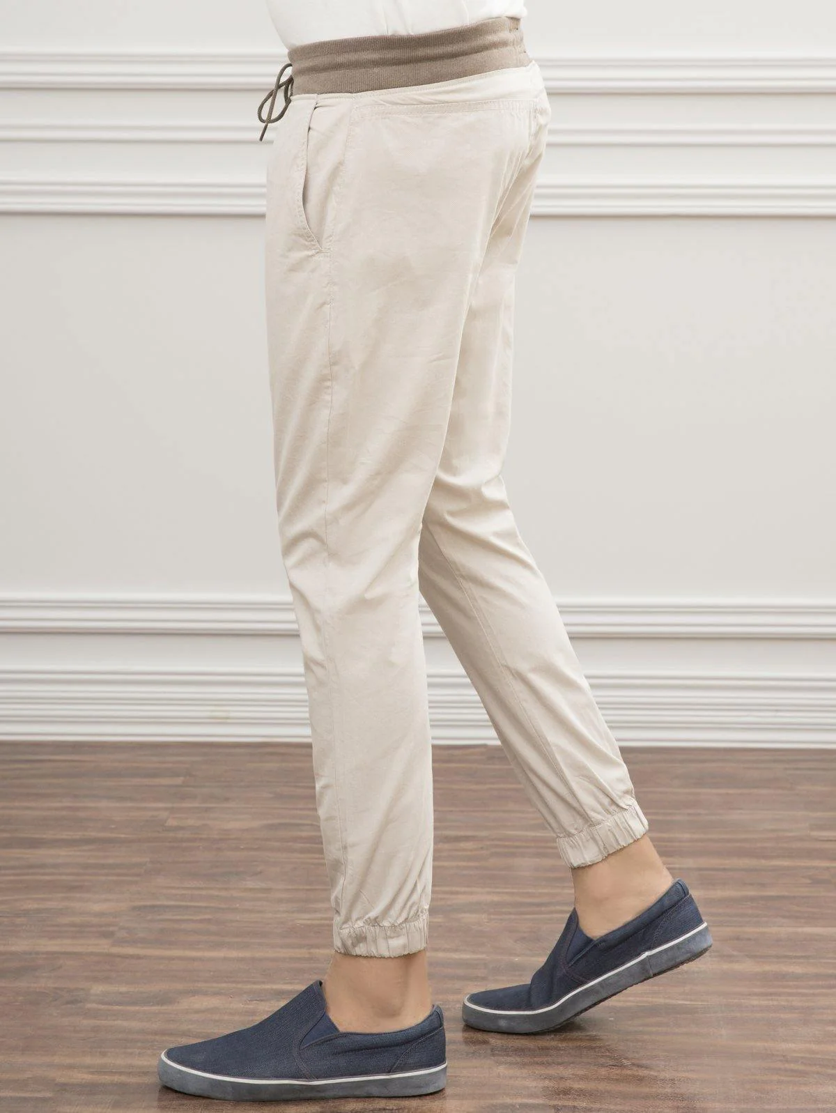 SELF CHECK SLIM FIT TROUSER LIGHT KHAKI
