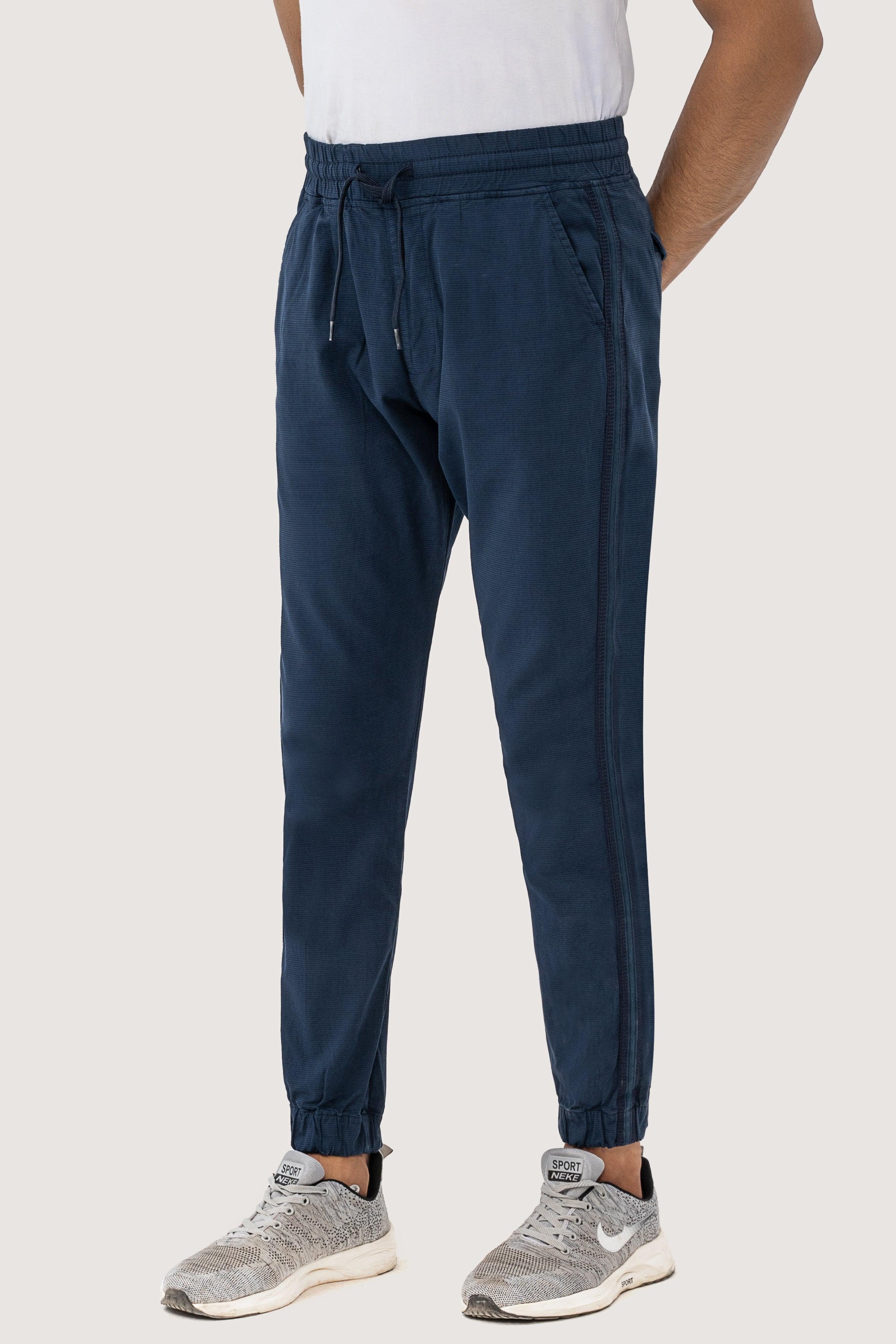 SELF TEXTURED CONTRAST TAPE TROUSER NAVY - Image 2