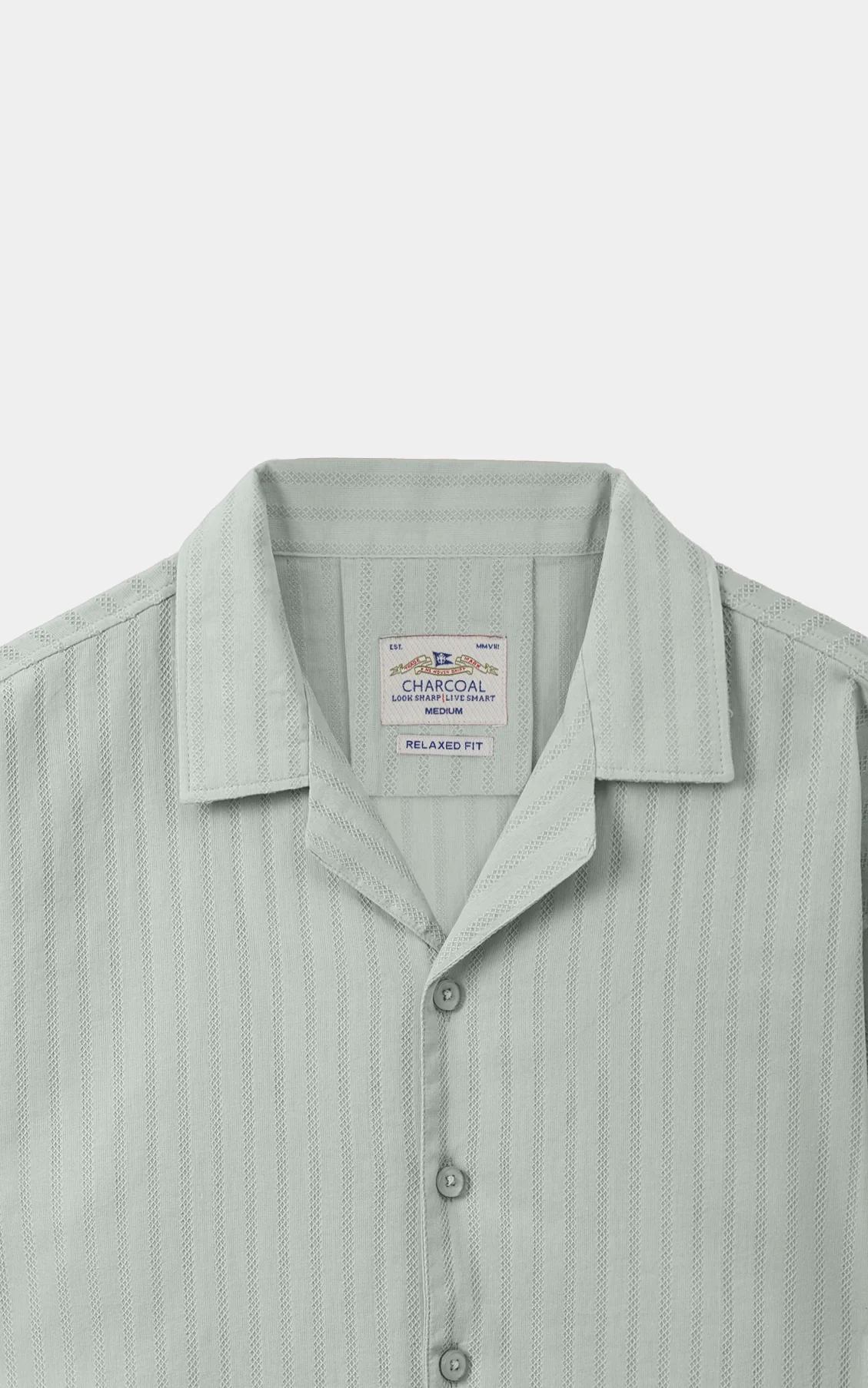SELF TEXTURED JACQUARD CASUAL SHIRT LIGHT GREEN - Image 2