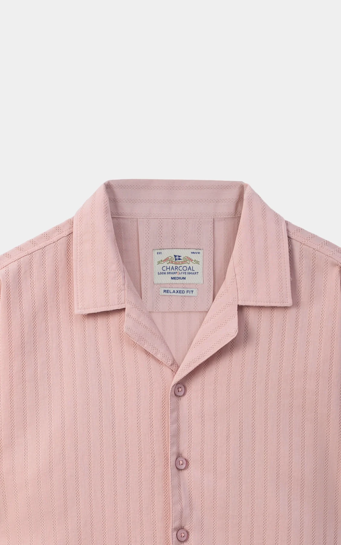 SELF TEXTURED JACQUARD CASUAL SHIRT PINK - Image 2