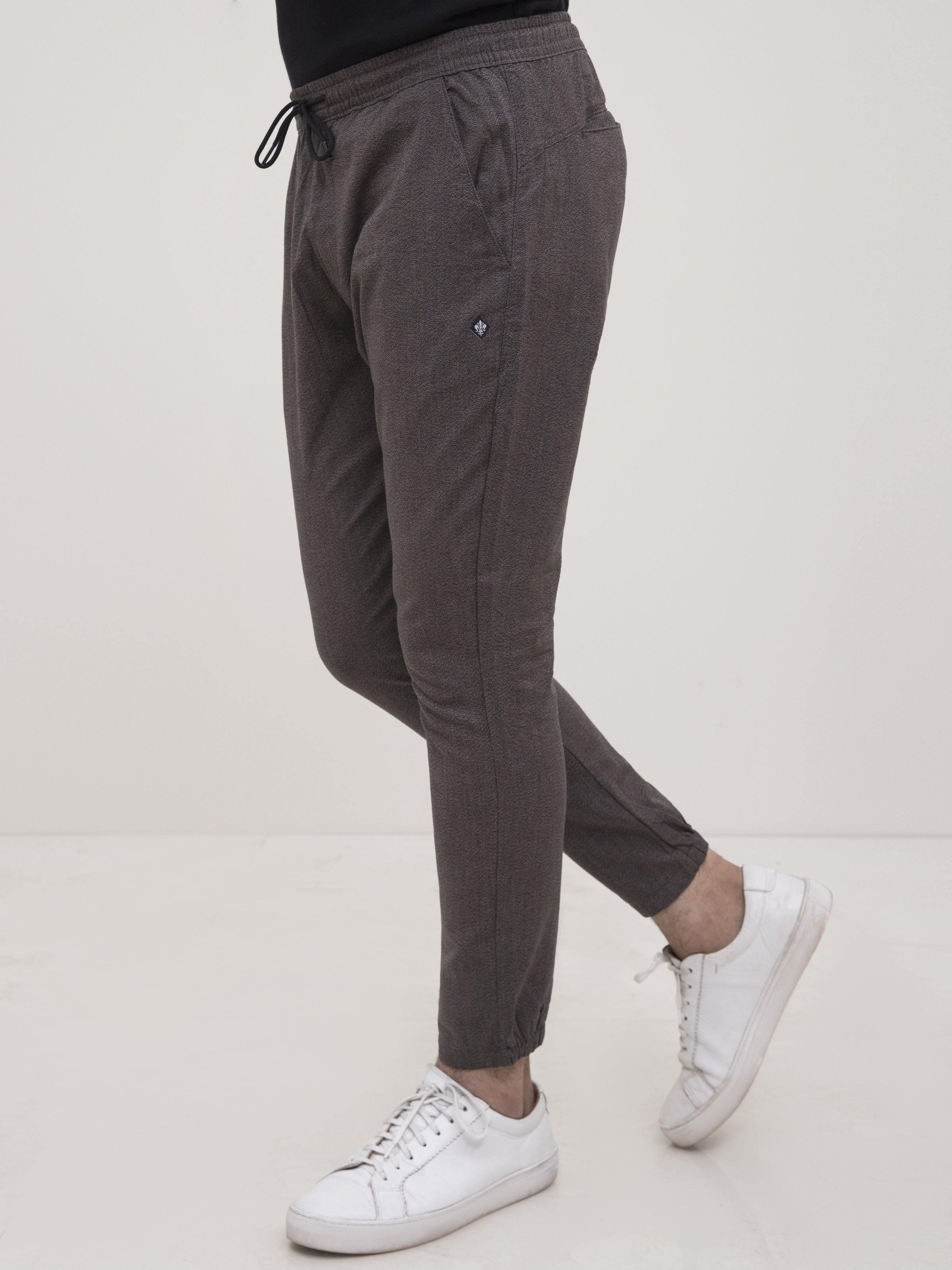 SELF TEXTURED TAPERED FIT TROUSER BLACK KHAKI