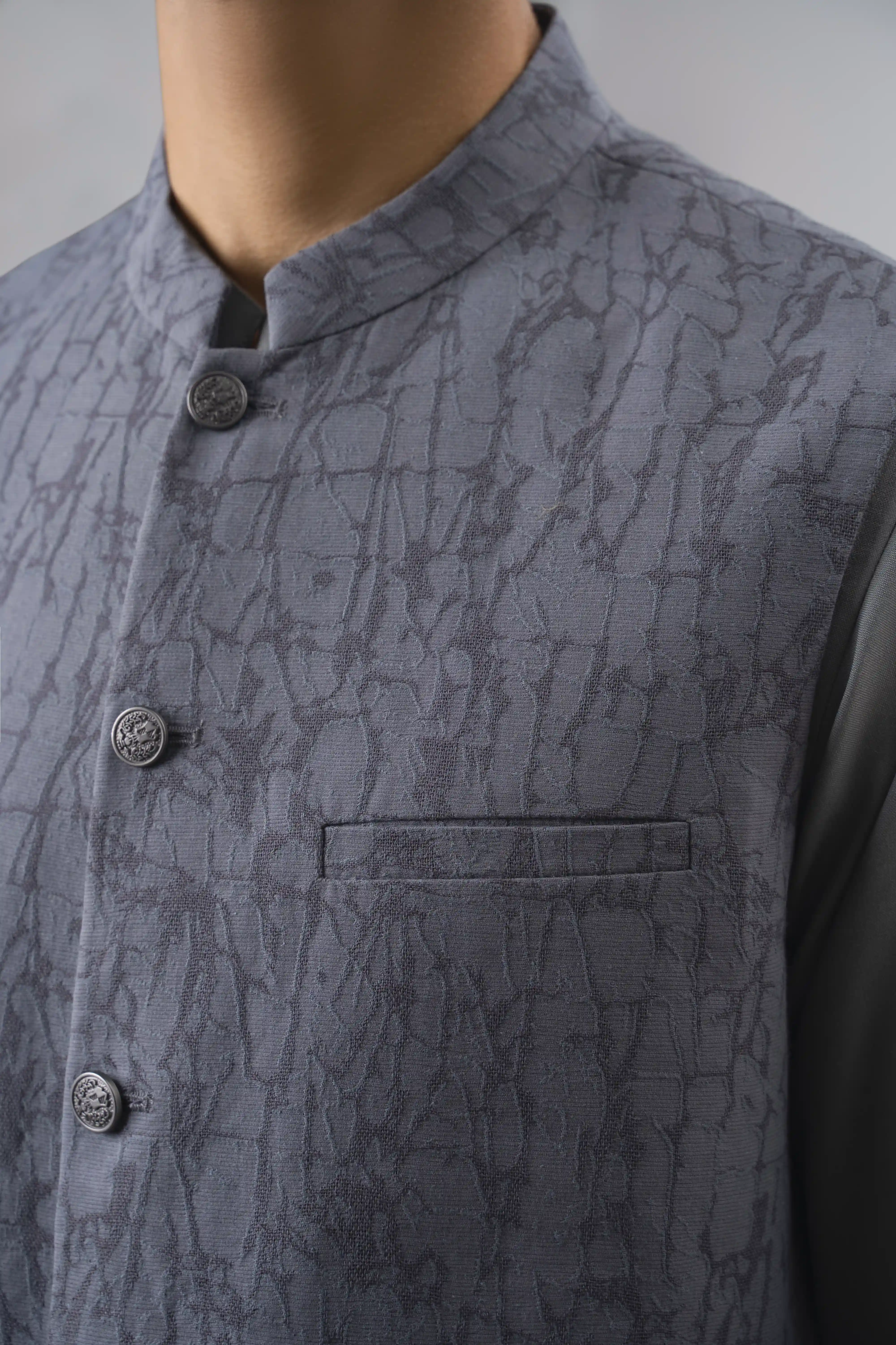 SELF TEXTURED WAISTCOAT | EXECUTIVE COLLECTION POWDER BLUE - Image 4