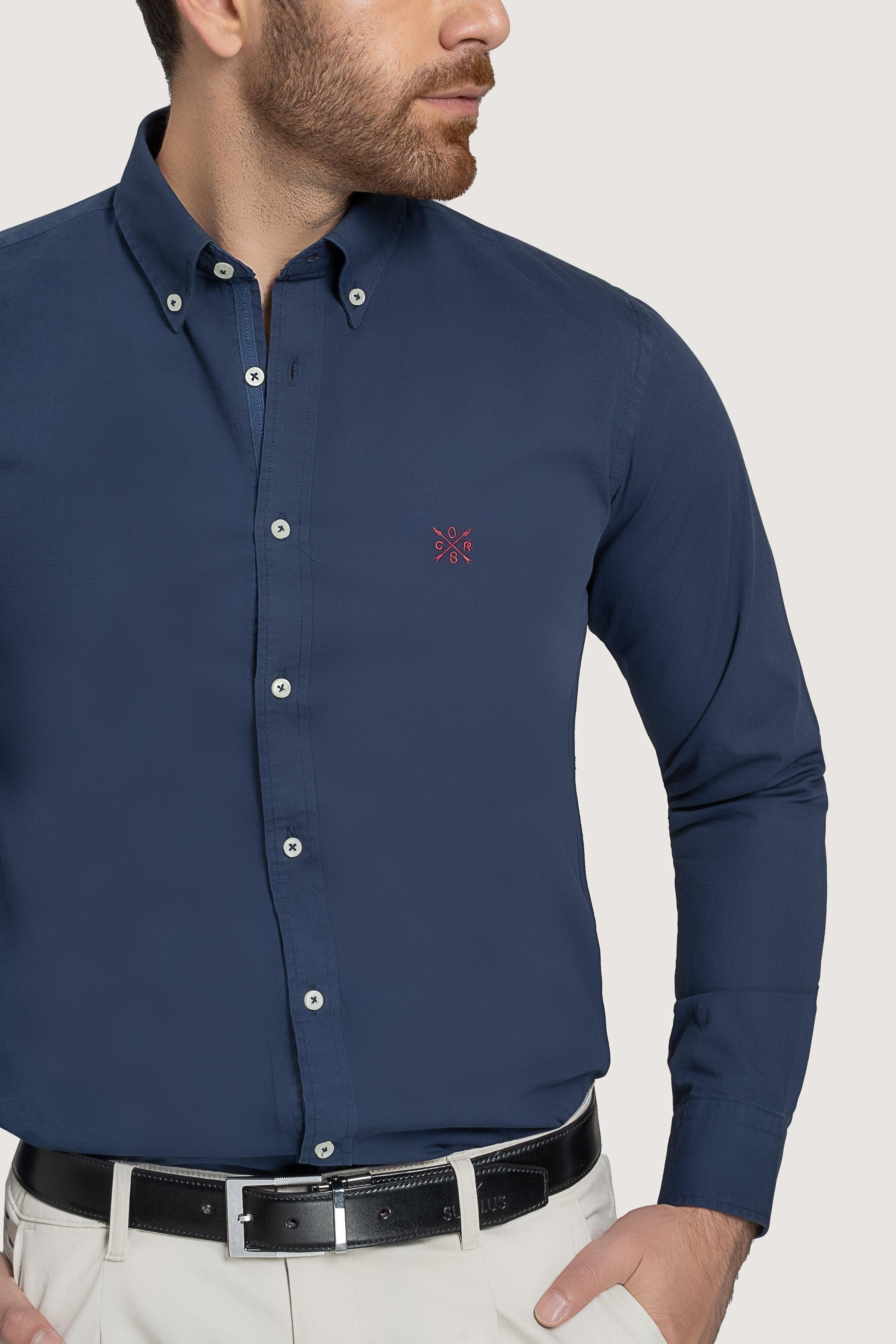 SEMI CASUAL GARMENT DYED SHIRT NAVY - Image 4