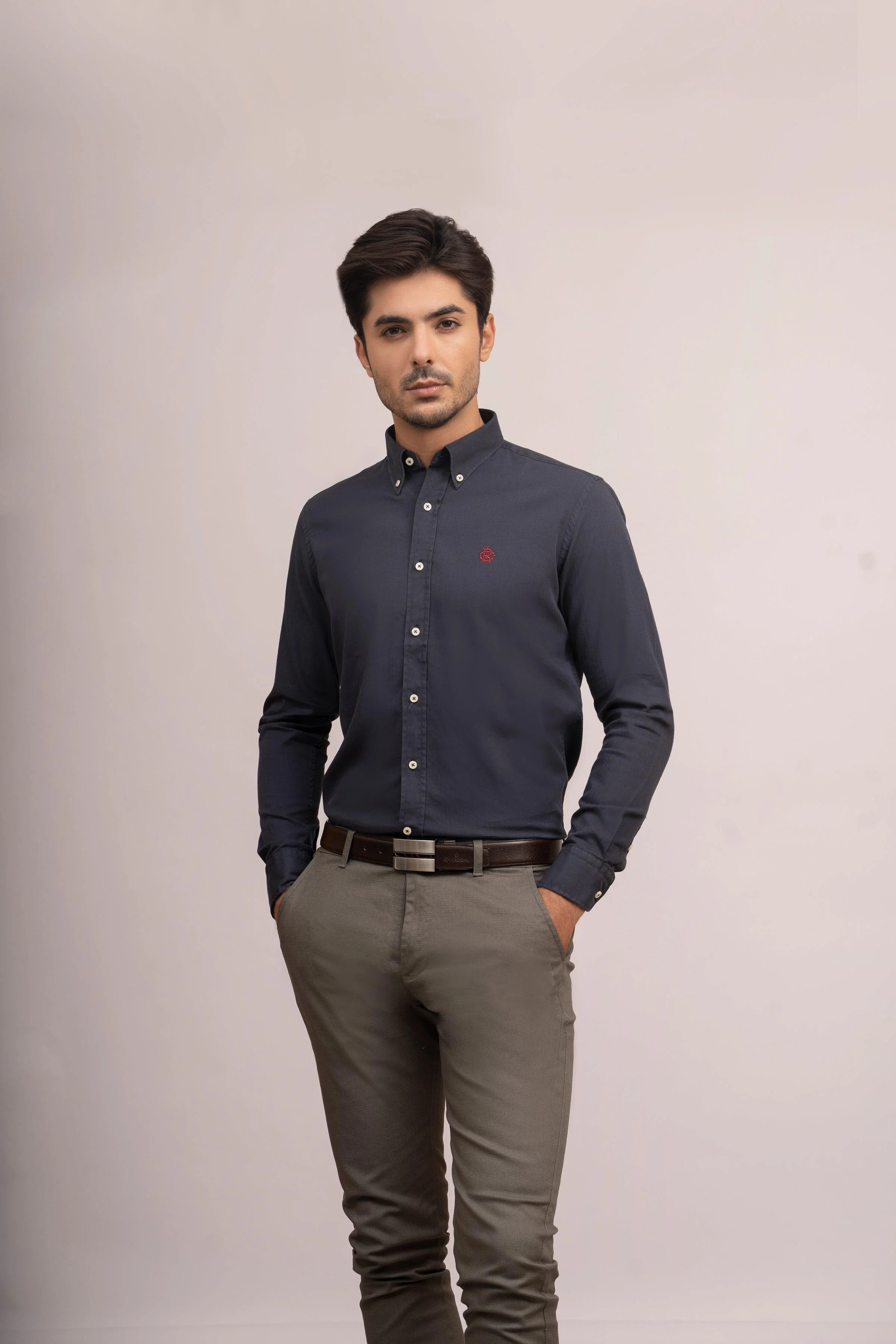 SEMI CASUAL SHIRT CAHRCOAL GREY
