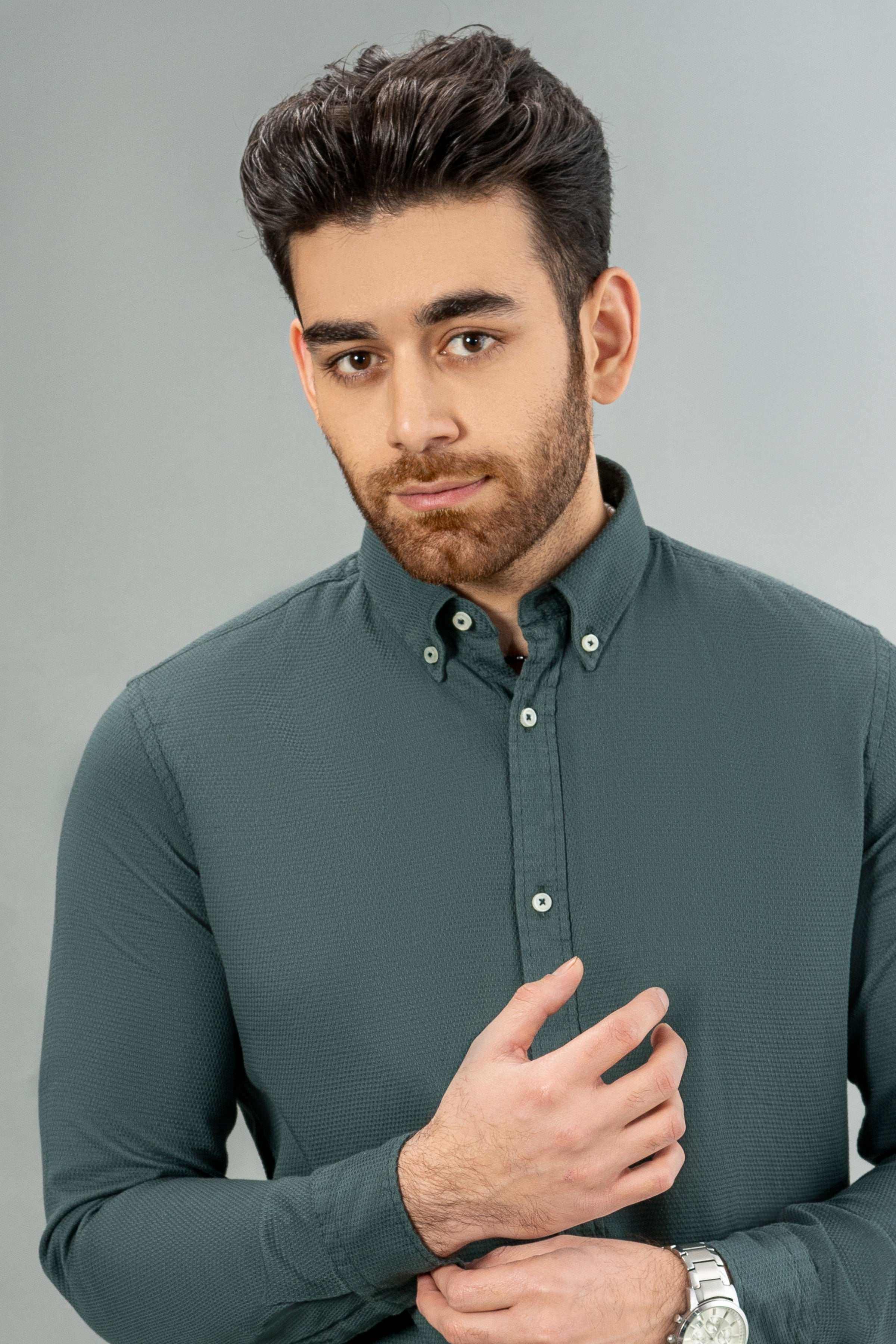 SEMI CASUAL SHIRT GREEN - Image 2