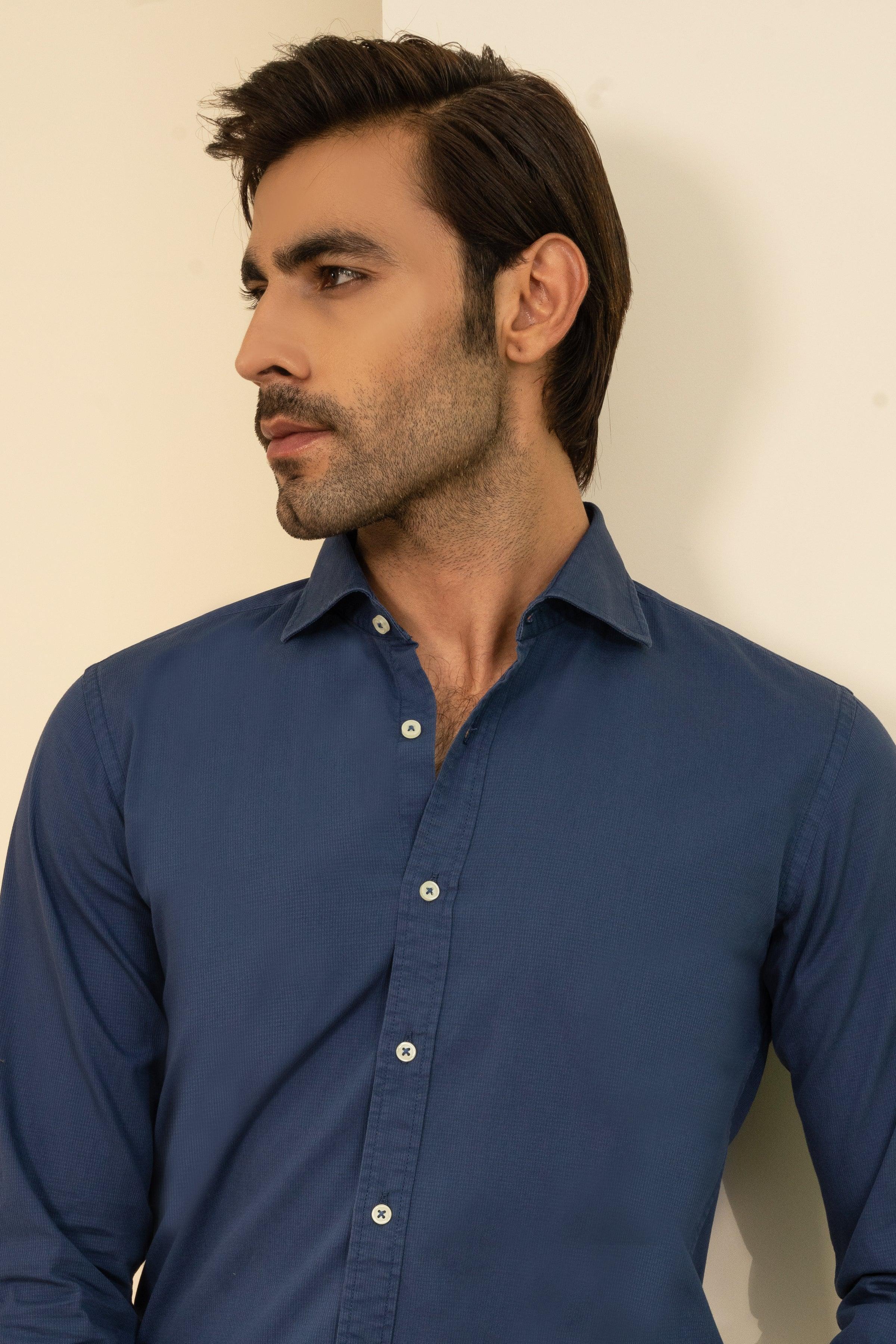 SEMI CASUAL SHIRT INDIGO BLUE - Image 5