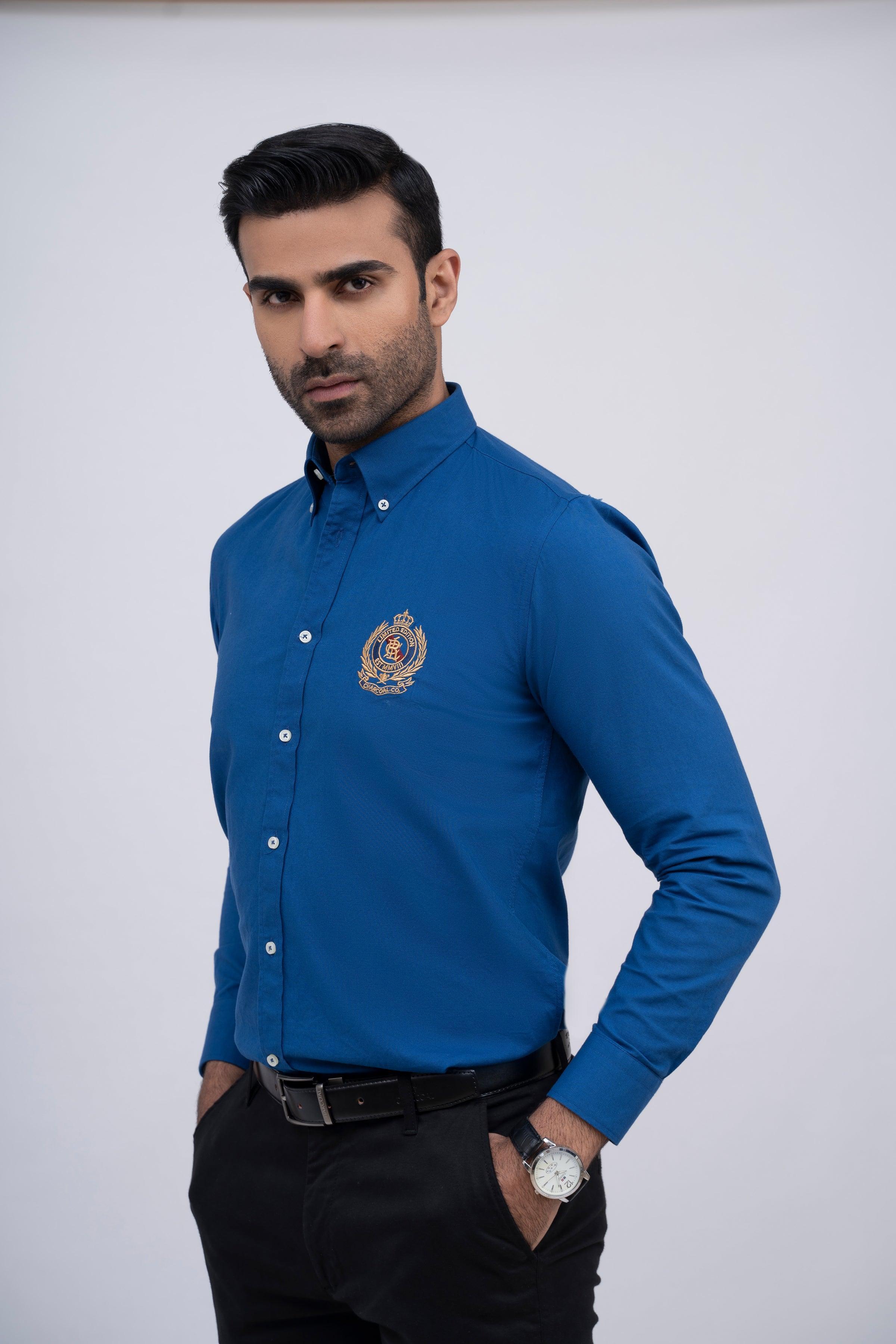 SEMI CASUAL SHIRT ROYAL BLUE - Image 3