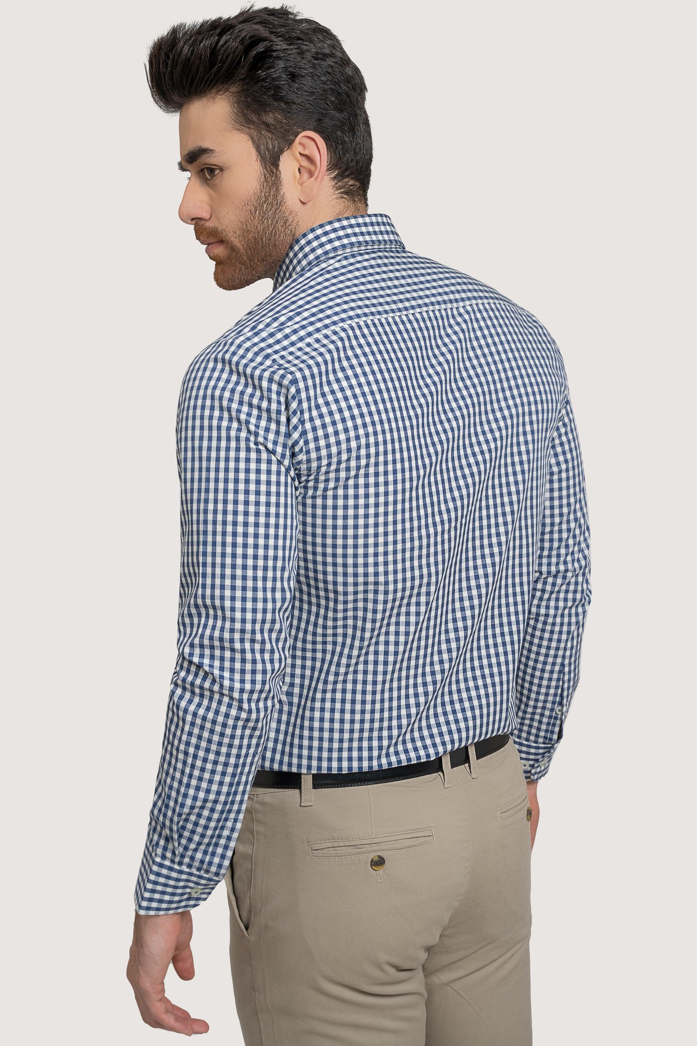 SEMI FORMAL CHAMBRAY BLUE WHITE CHECK - Image 4