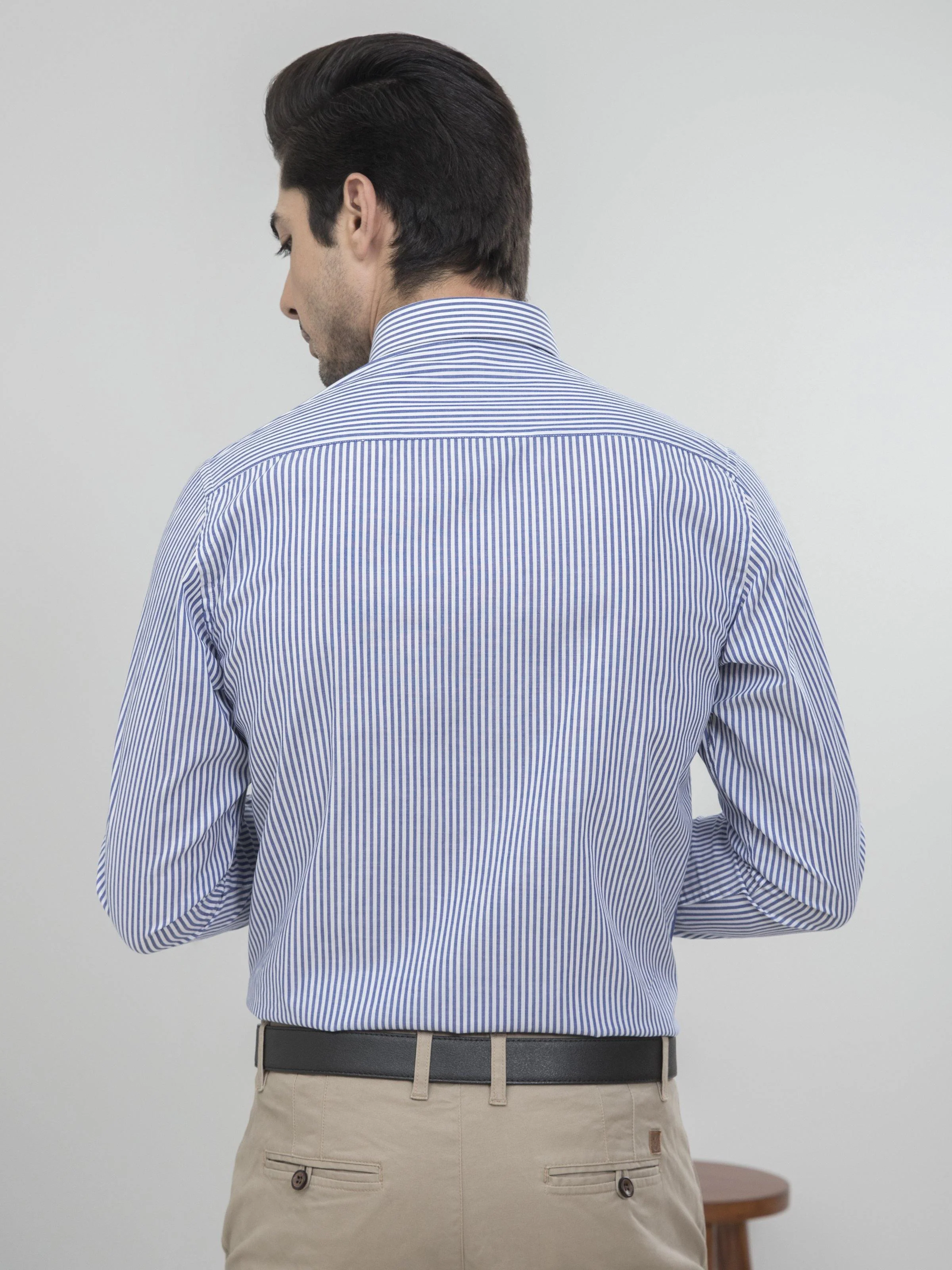 SEMI FORMAL FULL SLEEVES BLUE WHITE LINING - Image 3