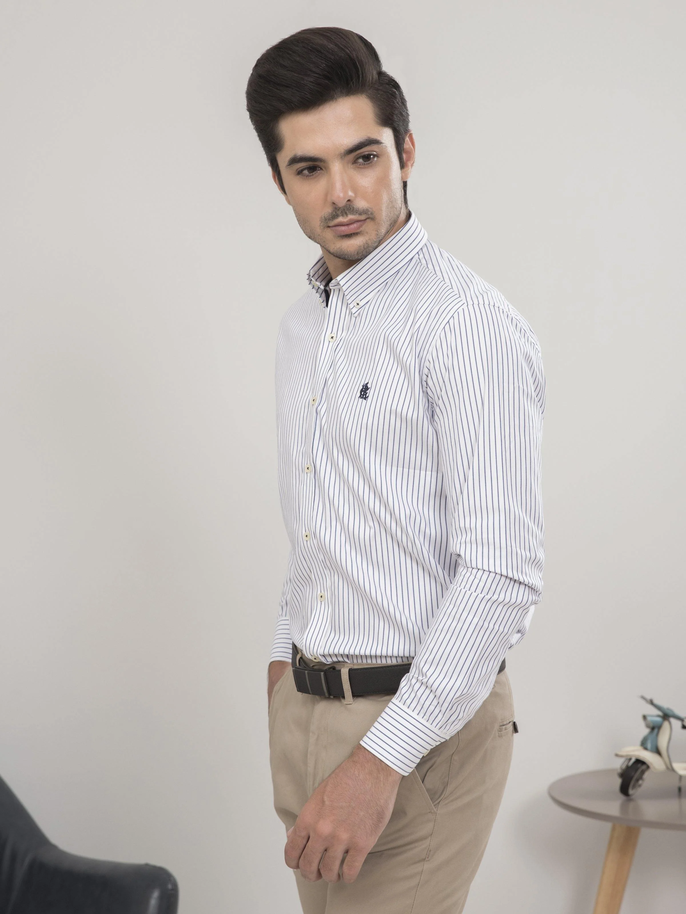 SEMI FORMAL FULL SLEEVES WHITE DENIM LINING - Image 2